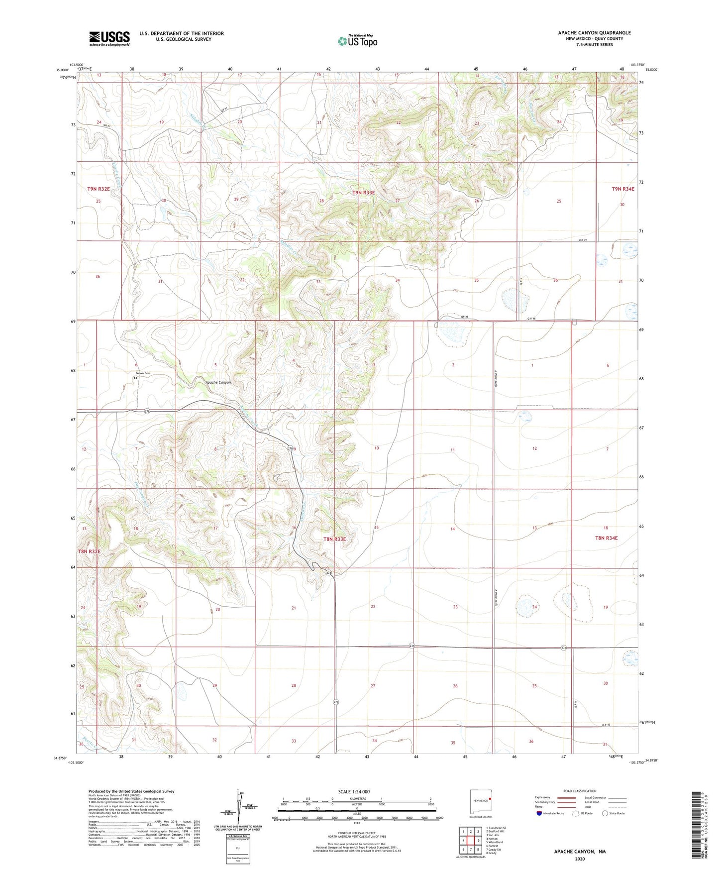 Apache Canyon New Mexico US Topo Map Image