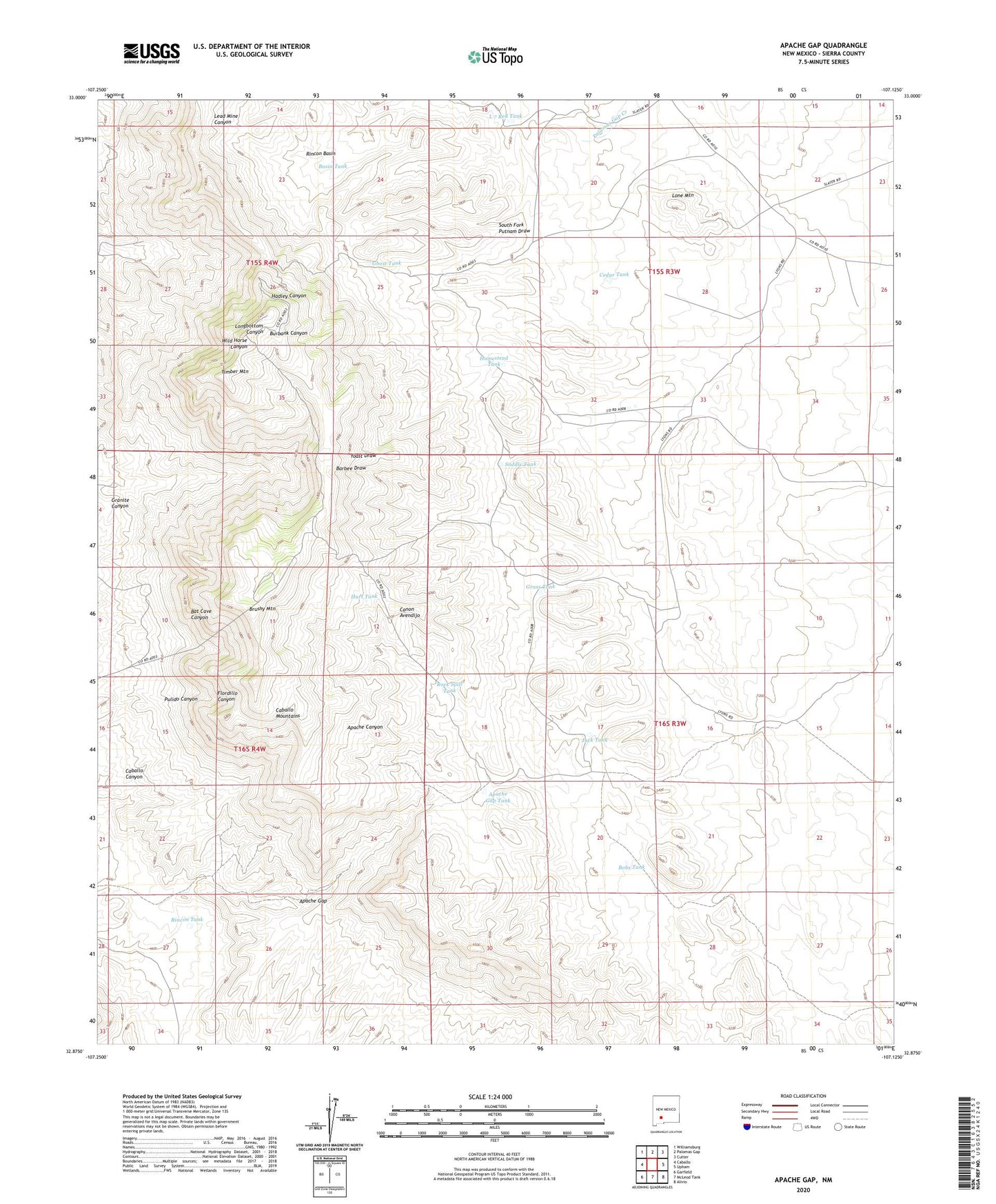 Apache Gap New Mexico US Topo Map Image