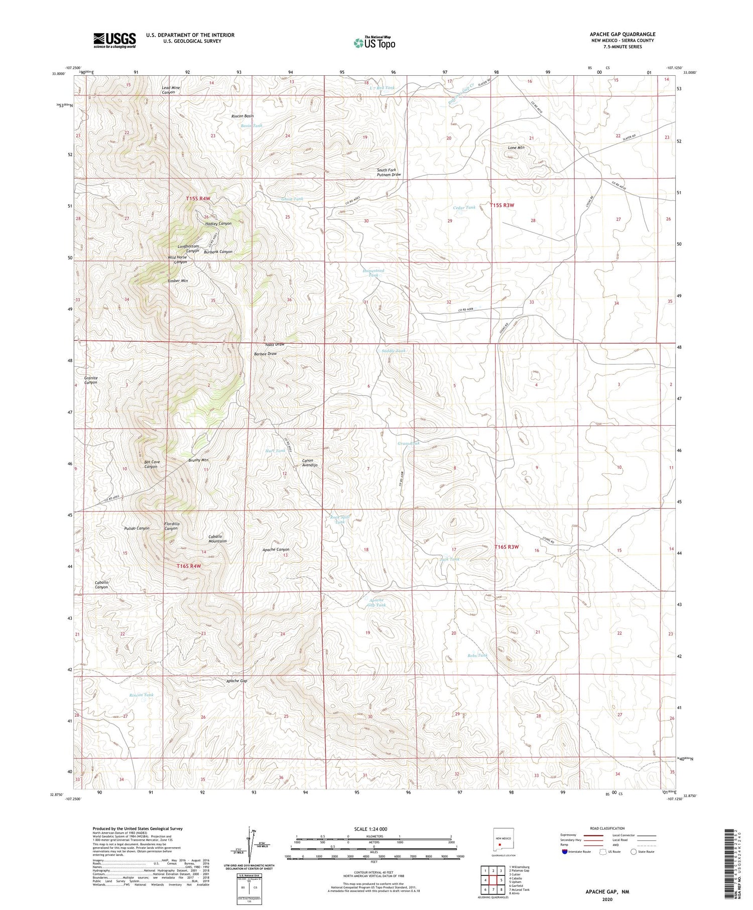 Apache Gap New Mexico US Topo Map Image