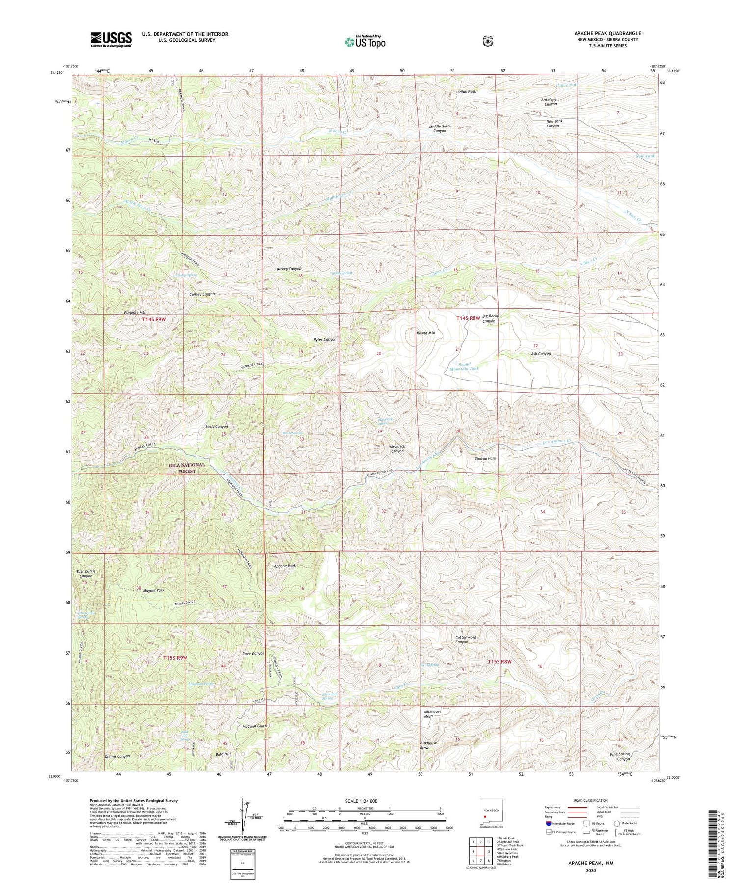 Apache Peak New Mexico US Topo Map Image