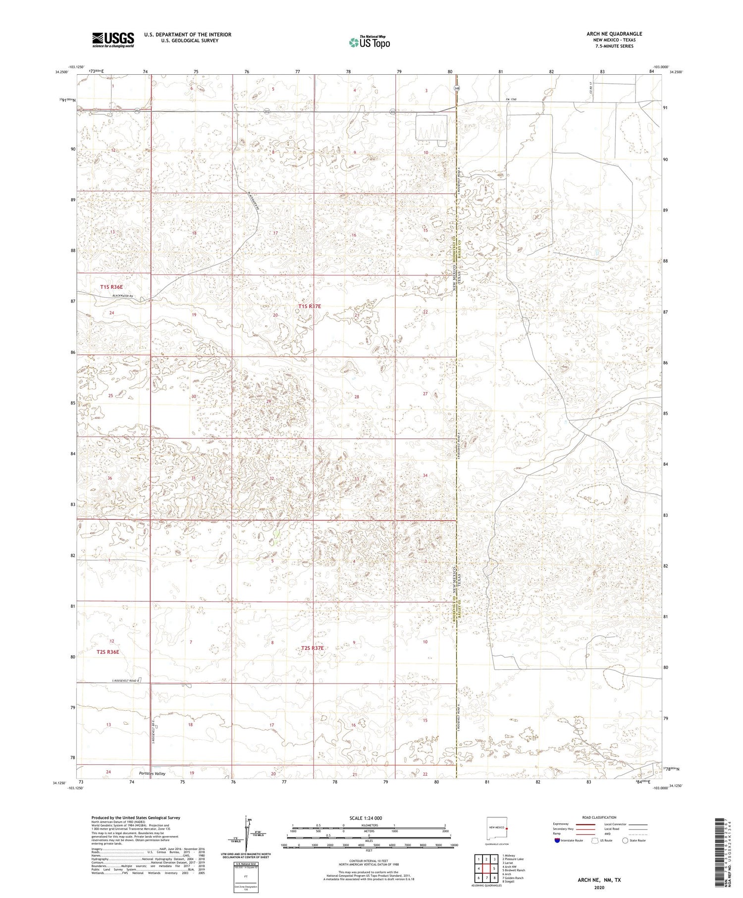 Arch NE New Mexico US Topo Map Image