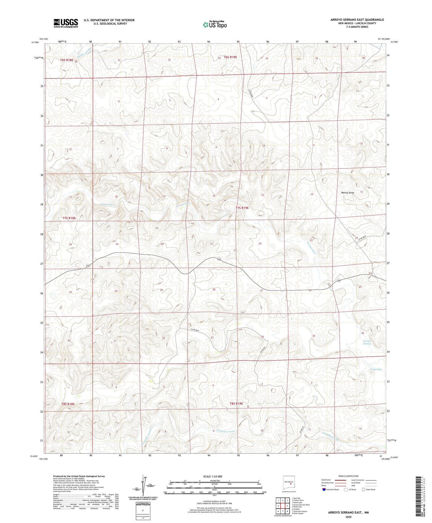 Arroyo Serrano East New Mexico US Topo Map Image