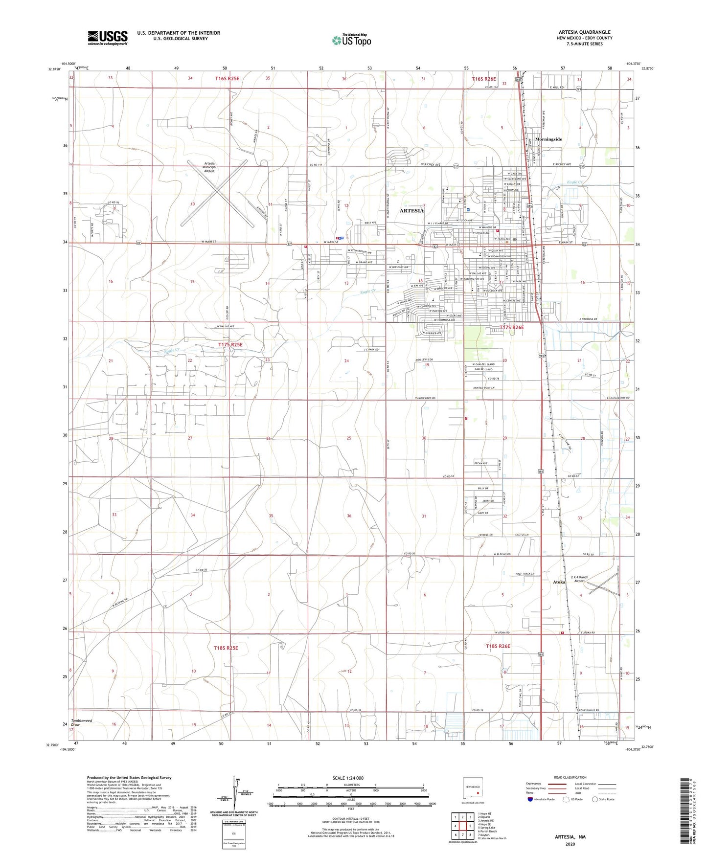Artesia New Mexico US Topo Map Image