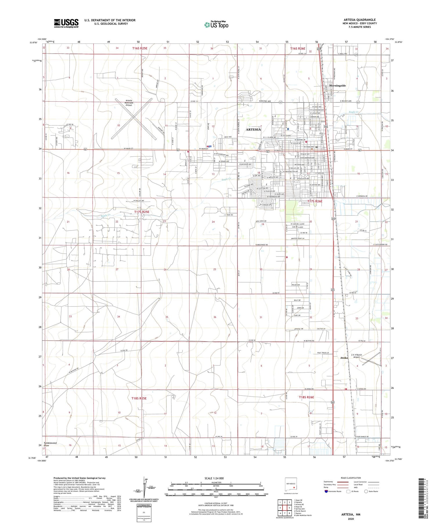 Artesia New Mexico US Topo Map Image