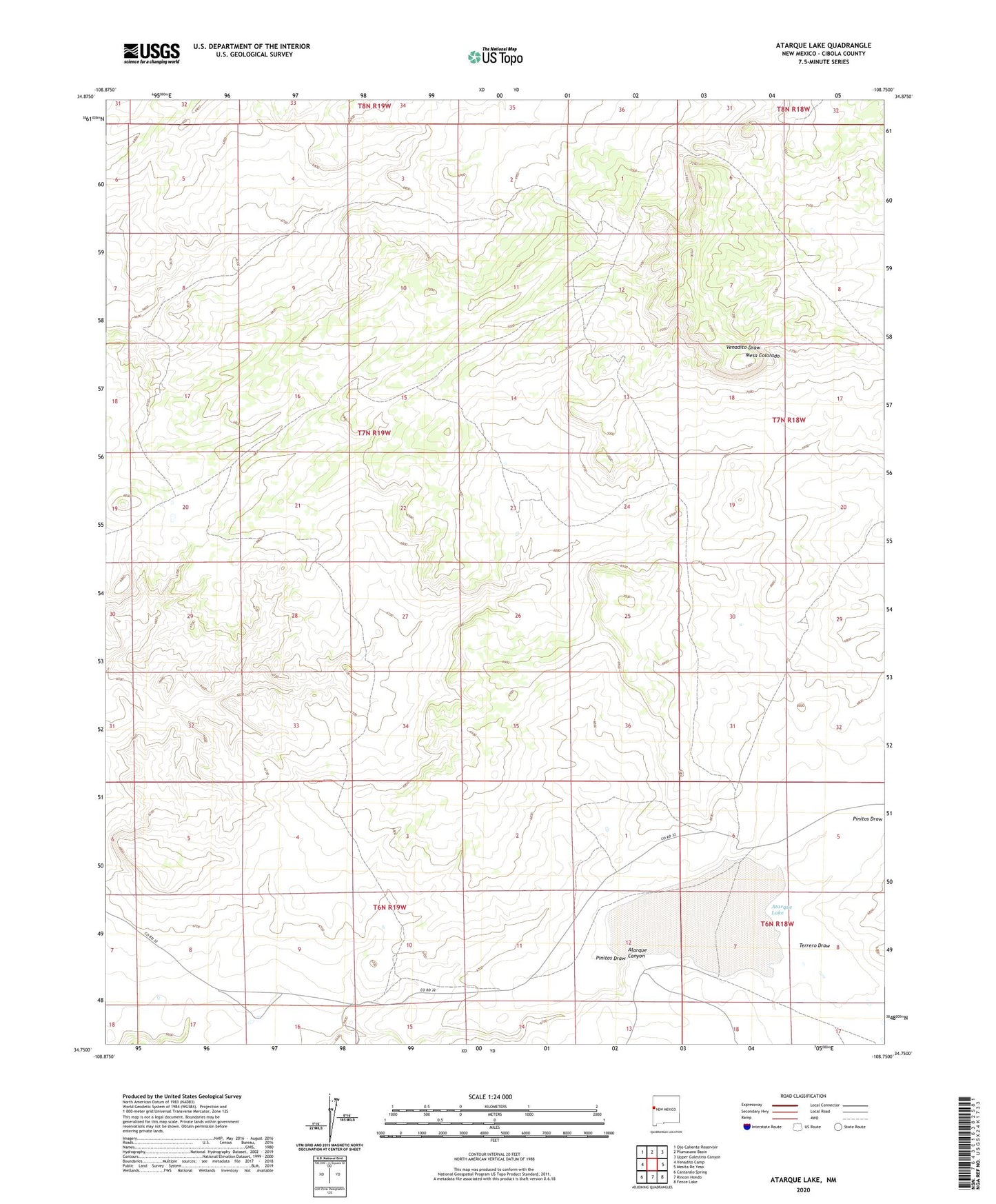 Atarque Lake New Mexico US Topo Map Image