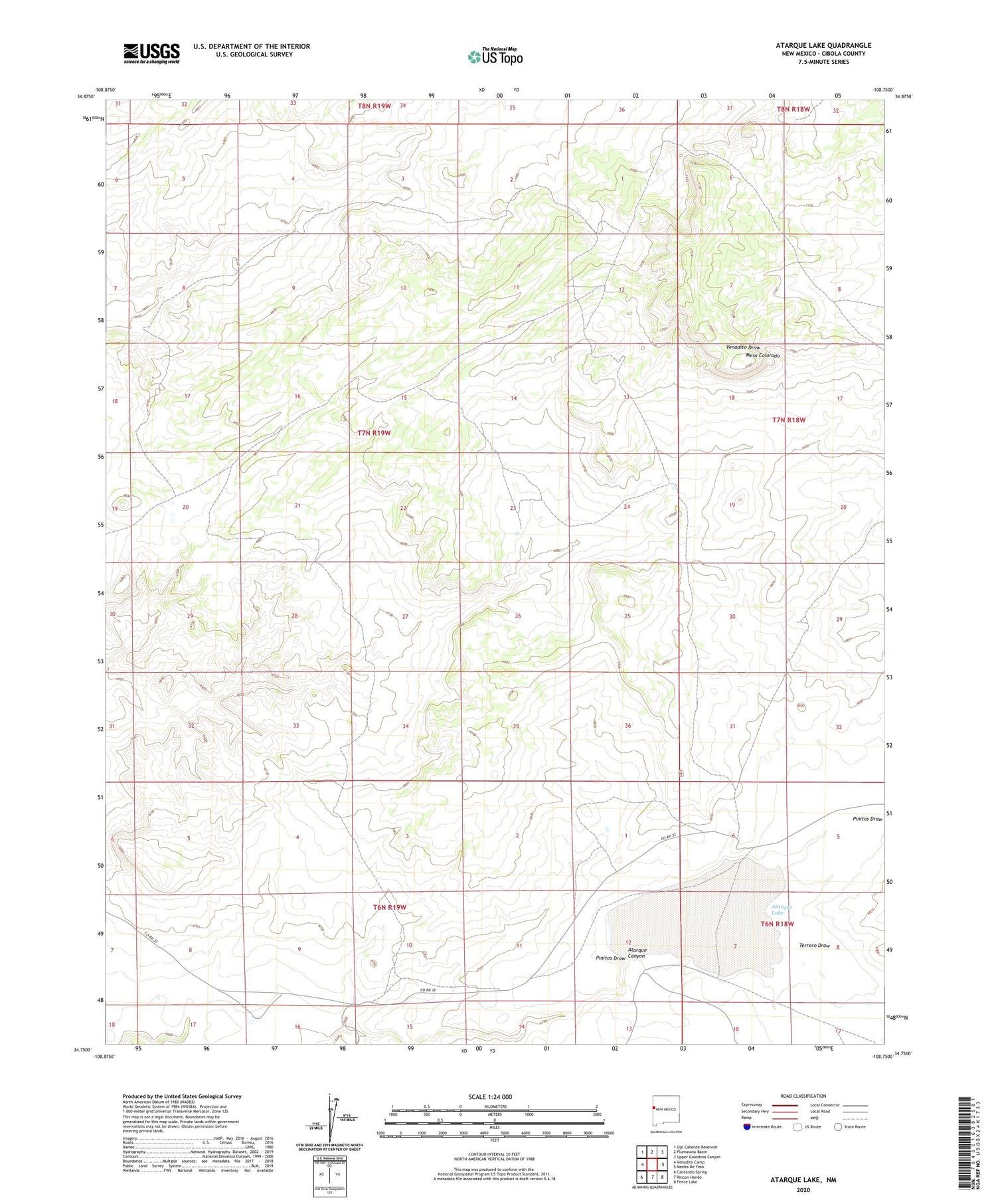 Atarque Lake New Mexico US Topo Map Image