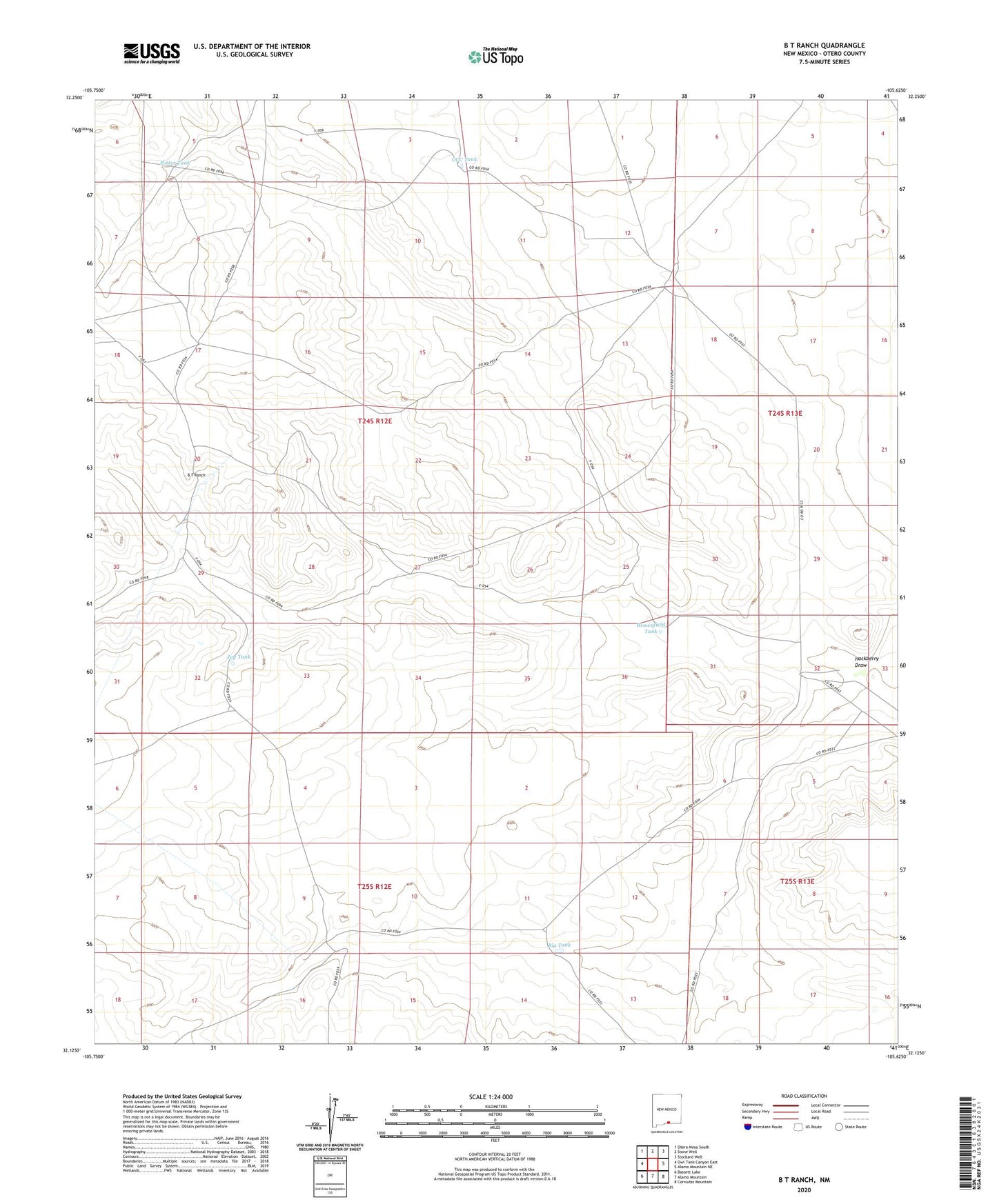 B T Ranch New Mexico US Topo Map Image