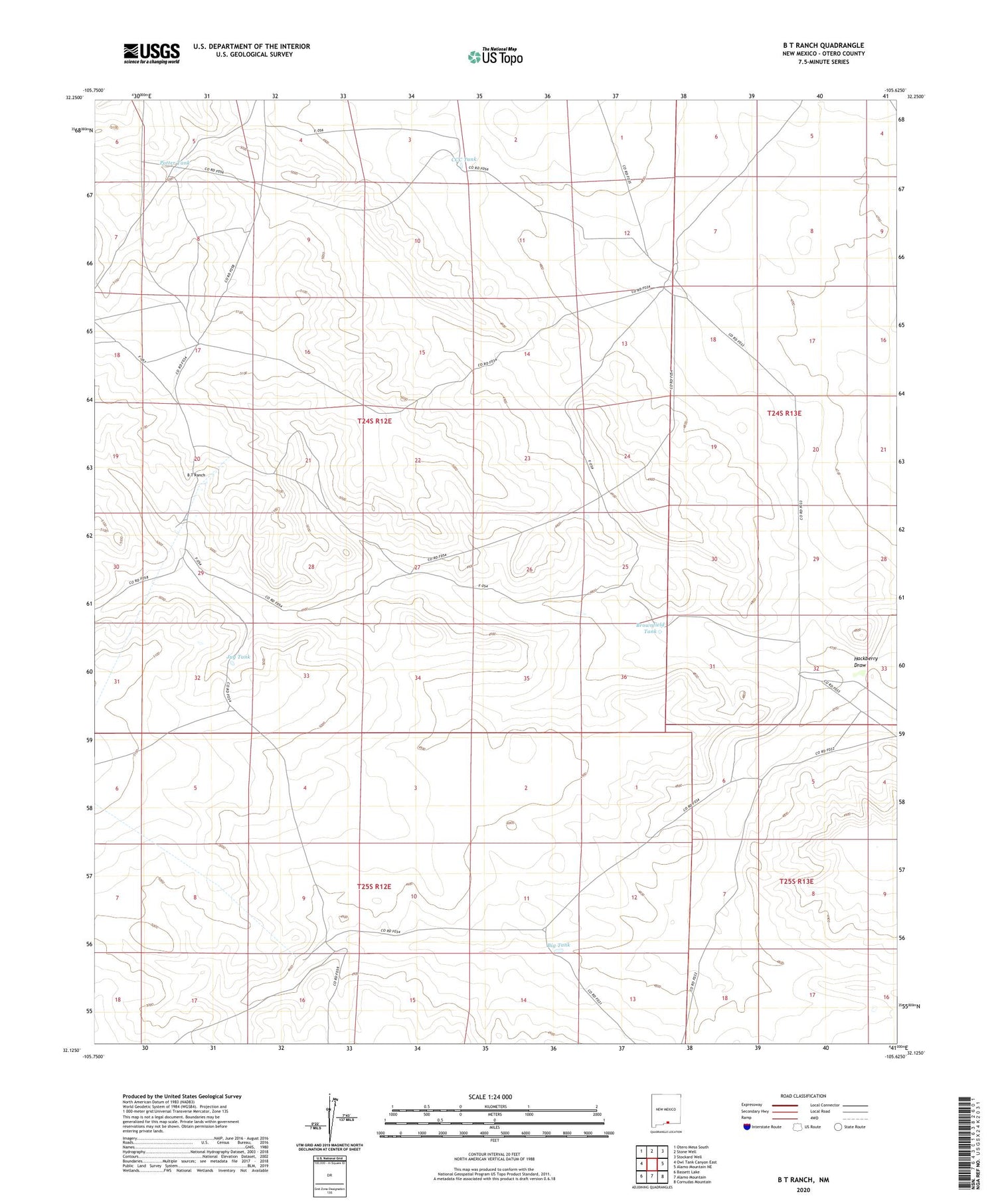 B T Ranch New Mexico US Topo Map Image