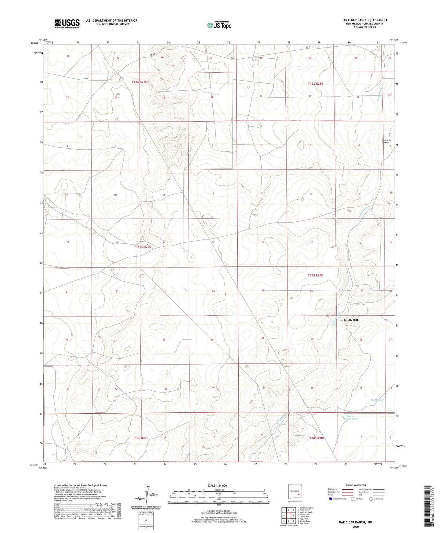 Bar C Bar Ranch New Mexico US Topo Map Image