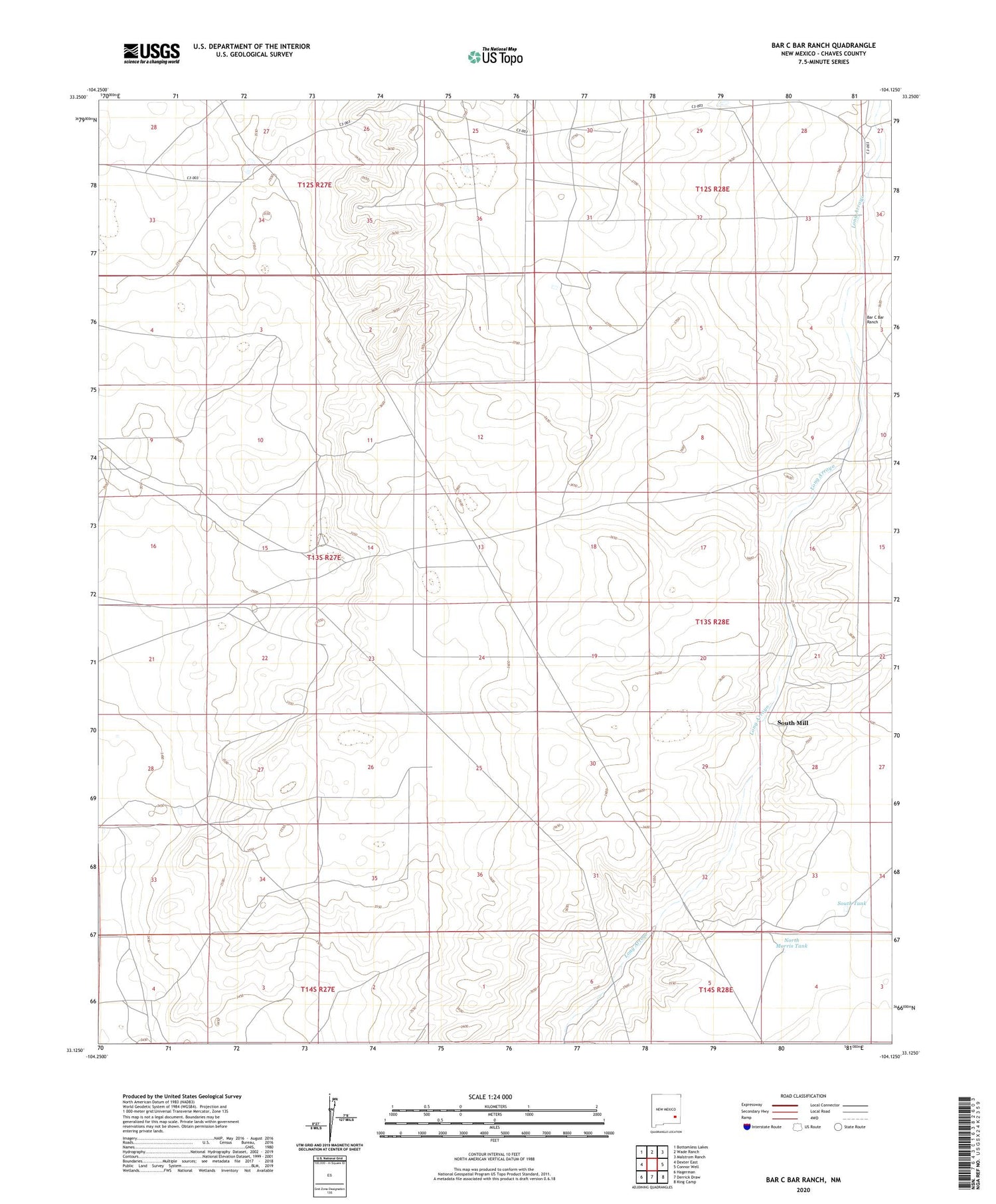 Bar C Bar Ranch New Mexico US Topo Map Image