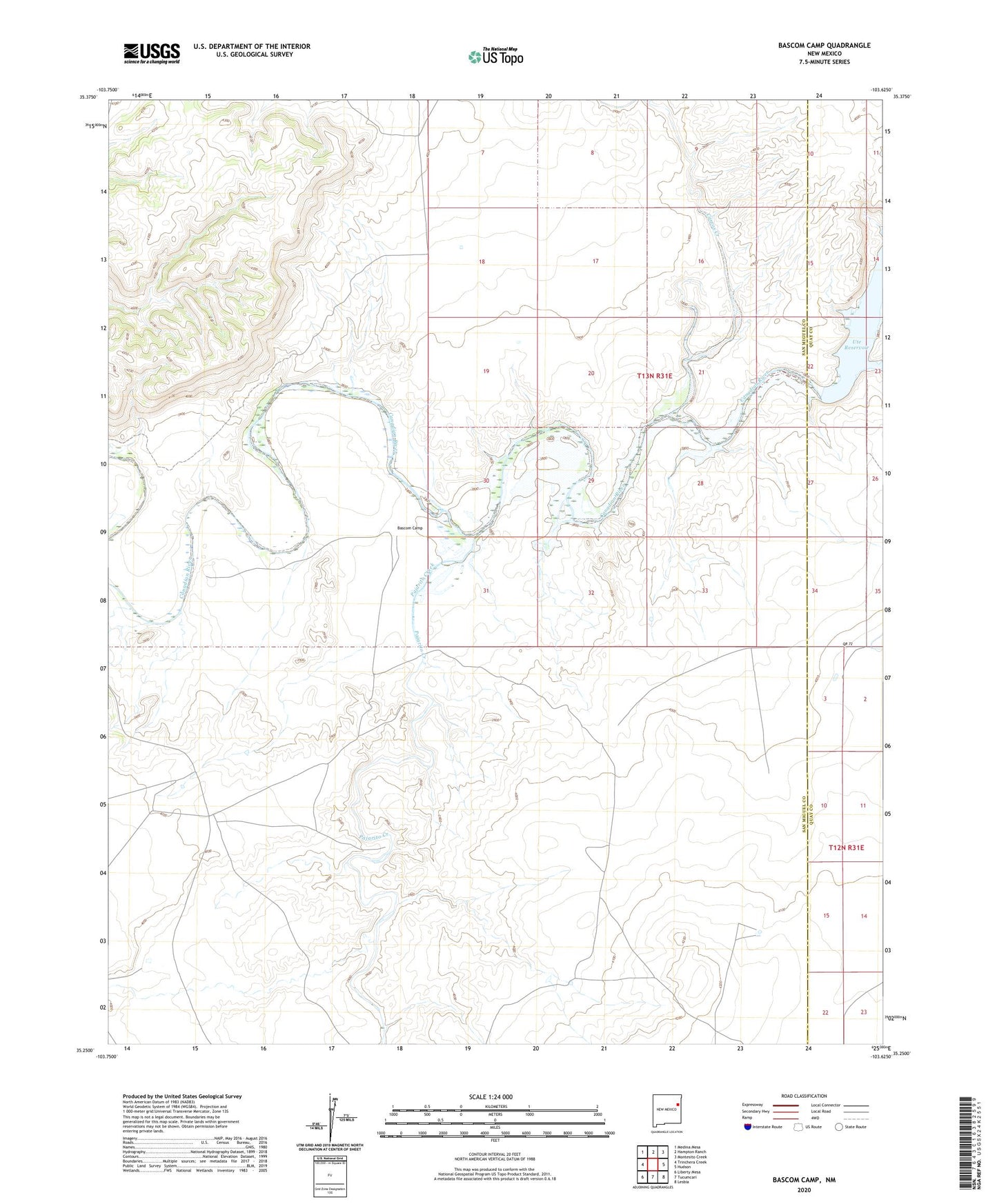 Bascom Camp New Mexico US Topo Map Image