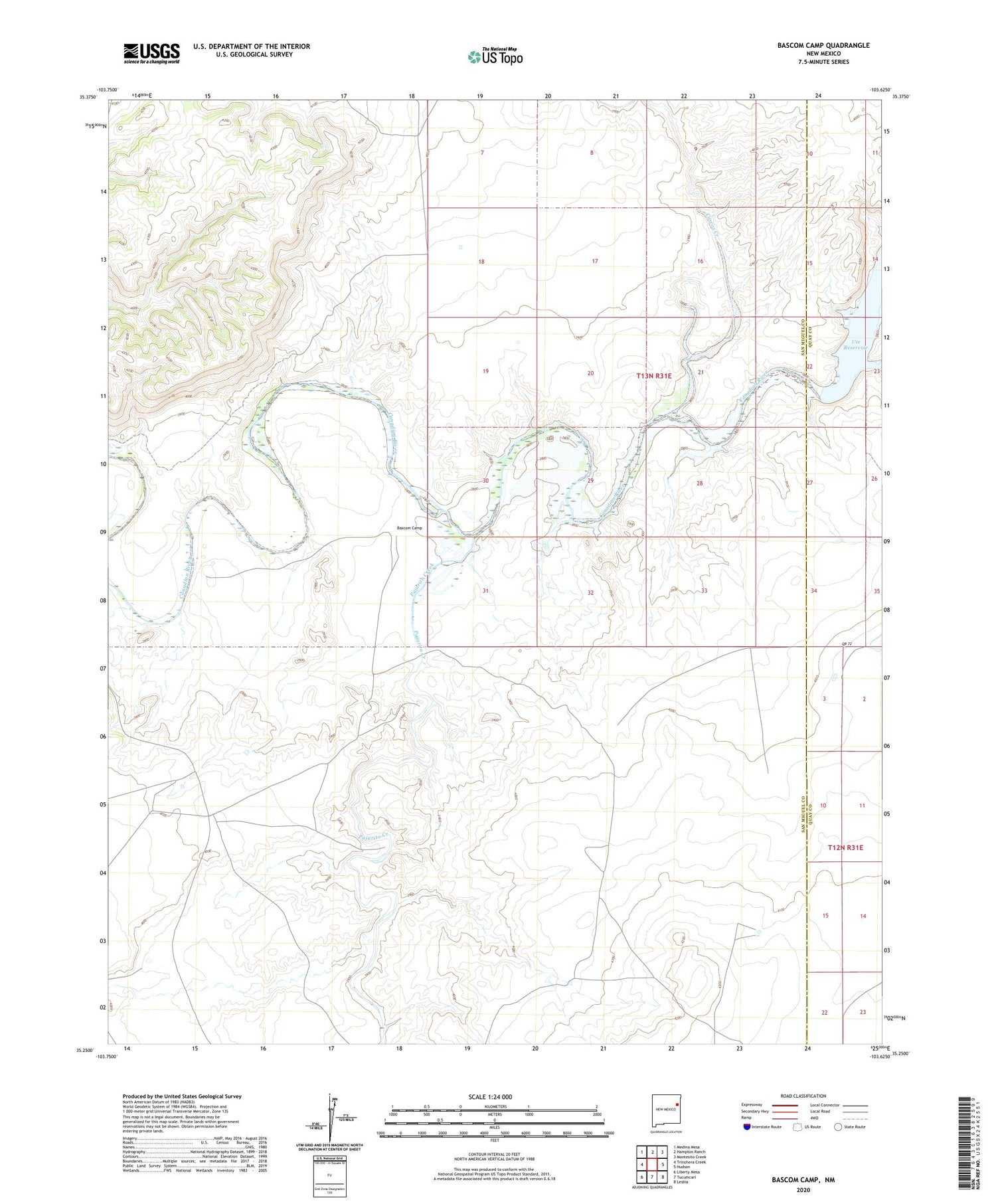 Bascom Camp New Mexico US Topo Map Image