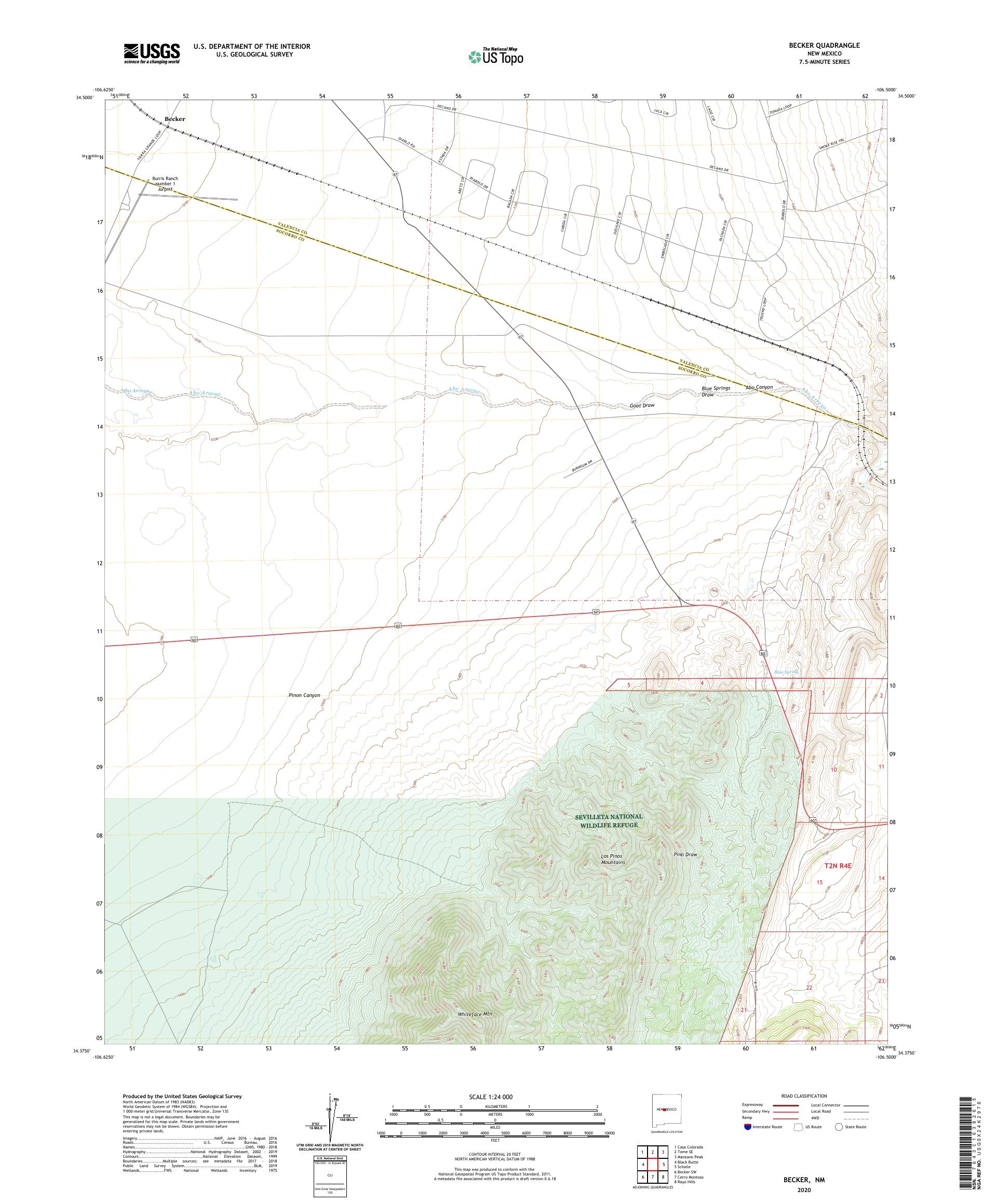 Becker New Mexico US Topo Map – MyTopo Map Store