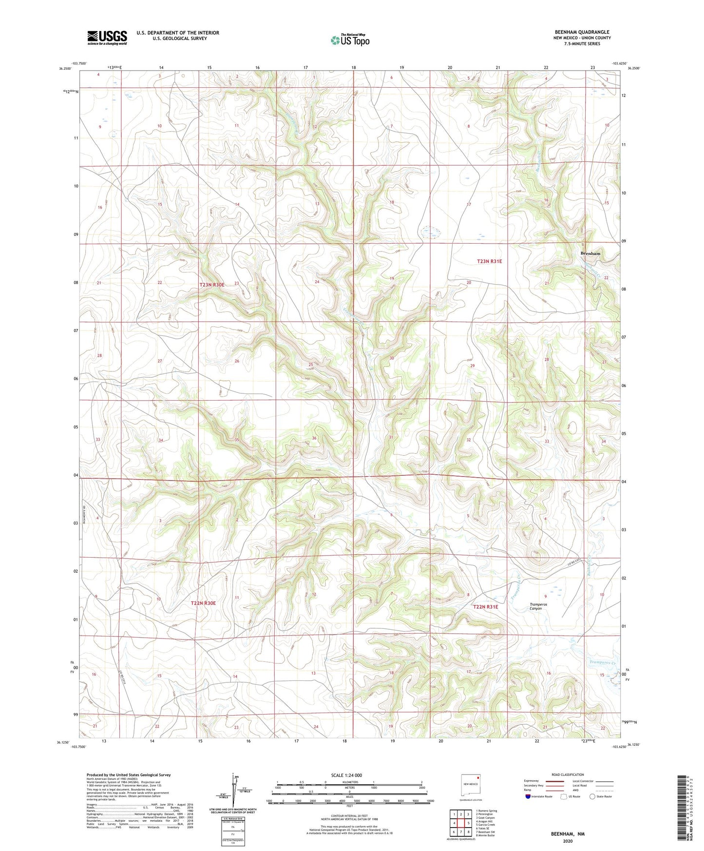 Beenham New Mexico US Topo Map Image