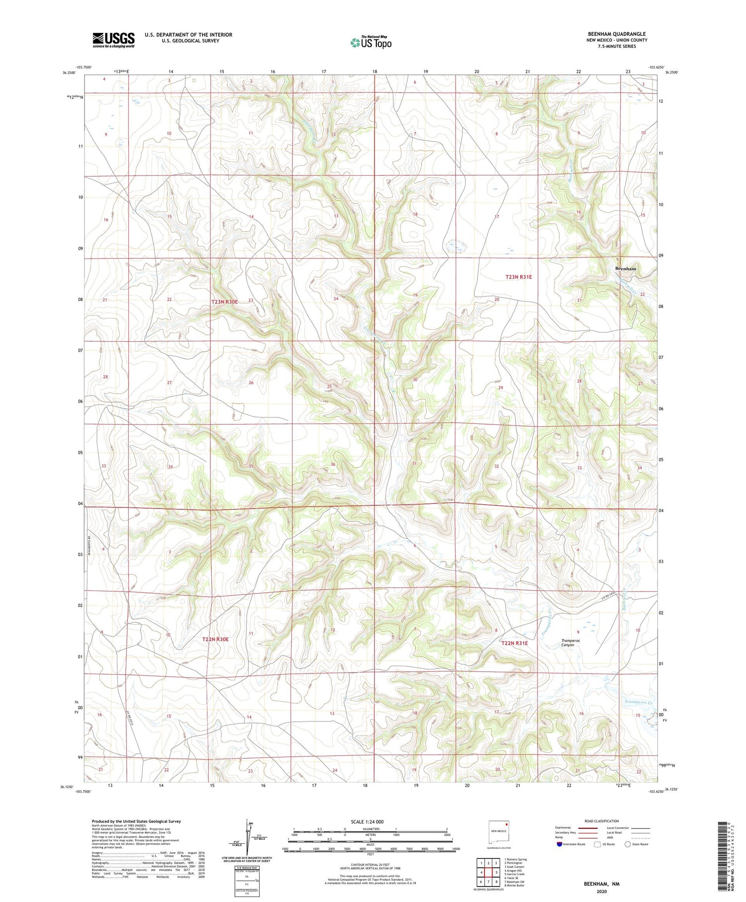 Beenham New Mexico US Topo Map Image