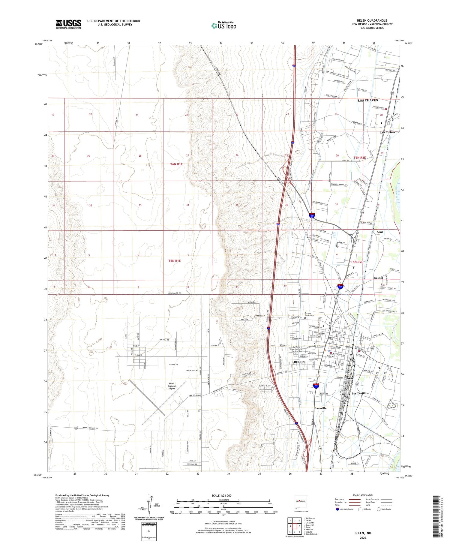 Belen New Mexico US Topo Map Image