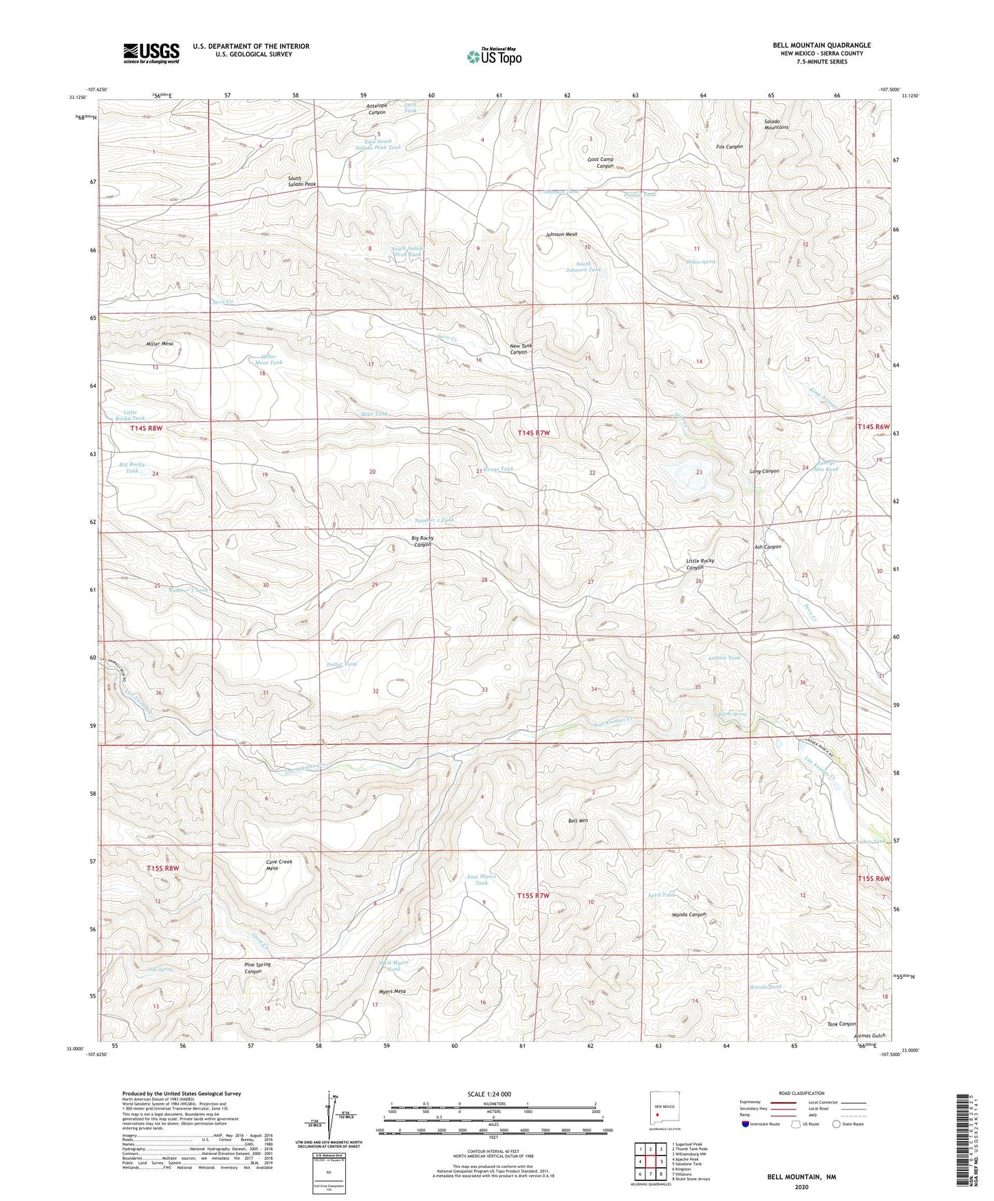 Bell Mountain New Mexico US Topo Map Image