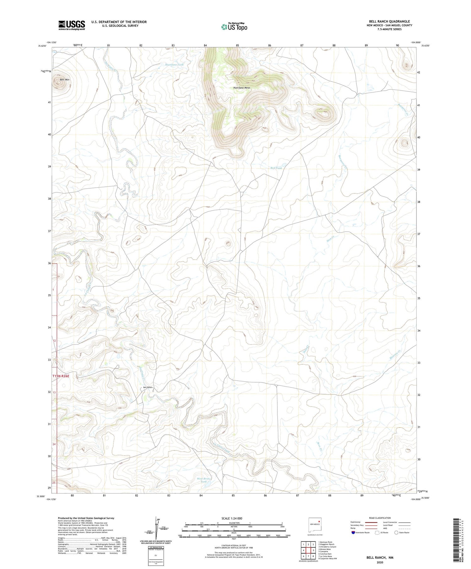Bell Ranch New Mexico US Topo Map Image