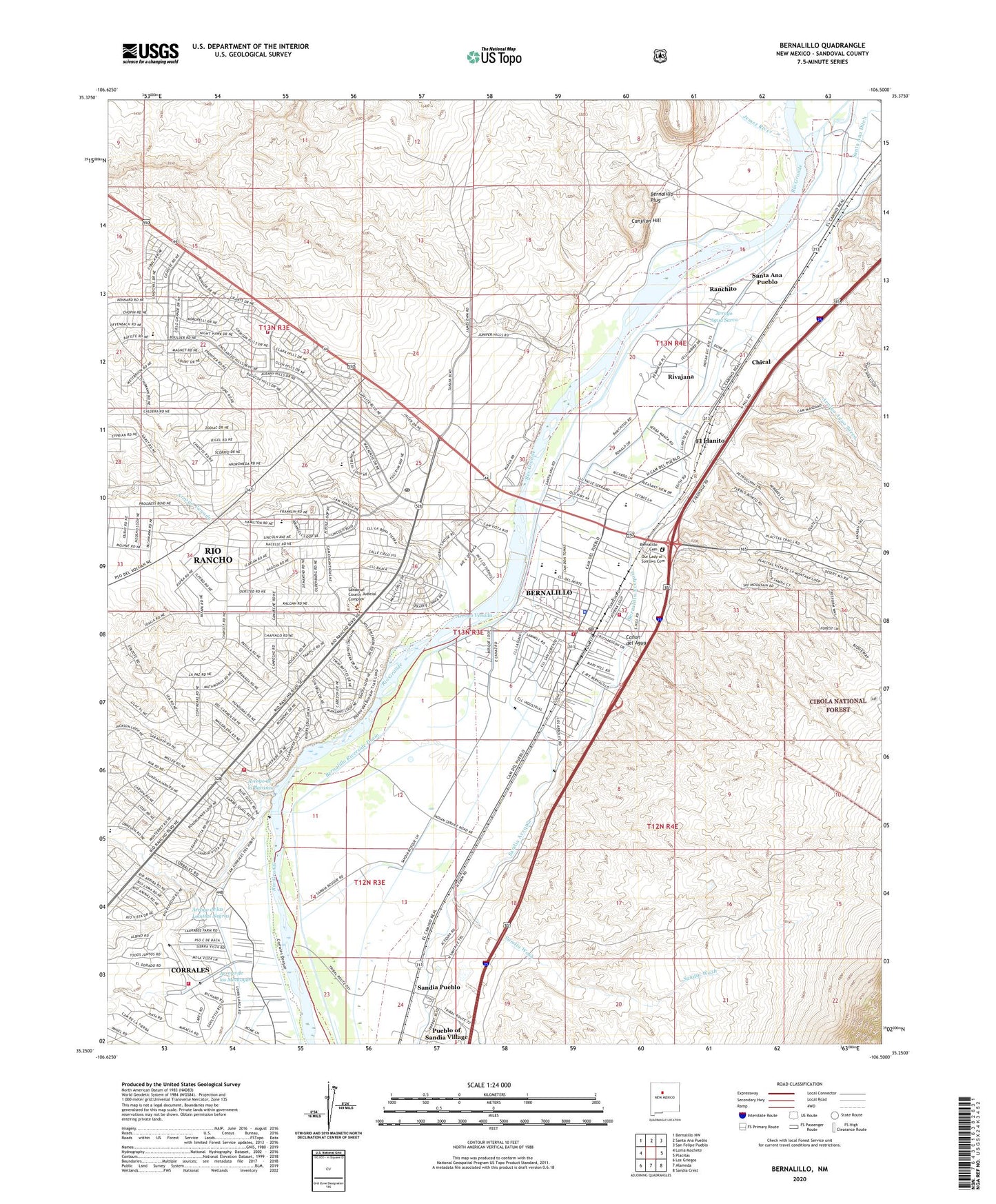 Bernalillo New Mexico US Topo Map Image