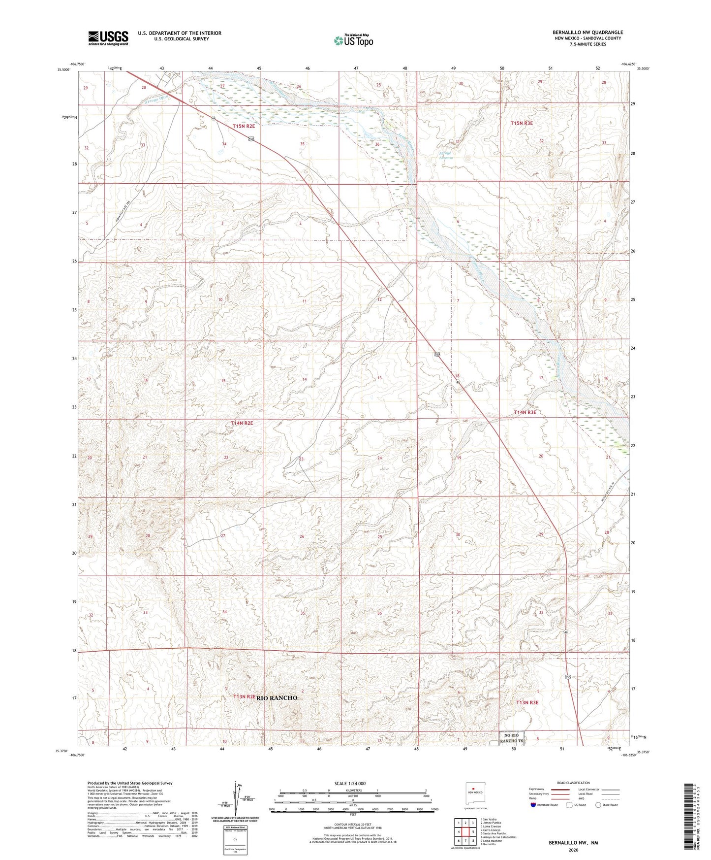 Bernalillo NW New Mexico US Topo Map Image