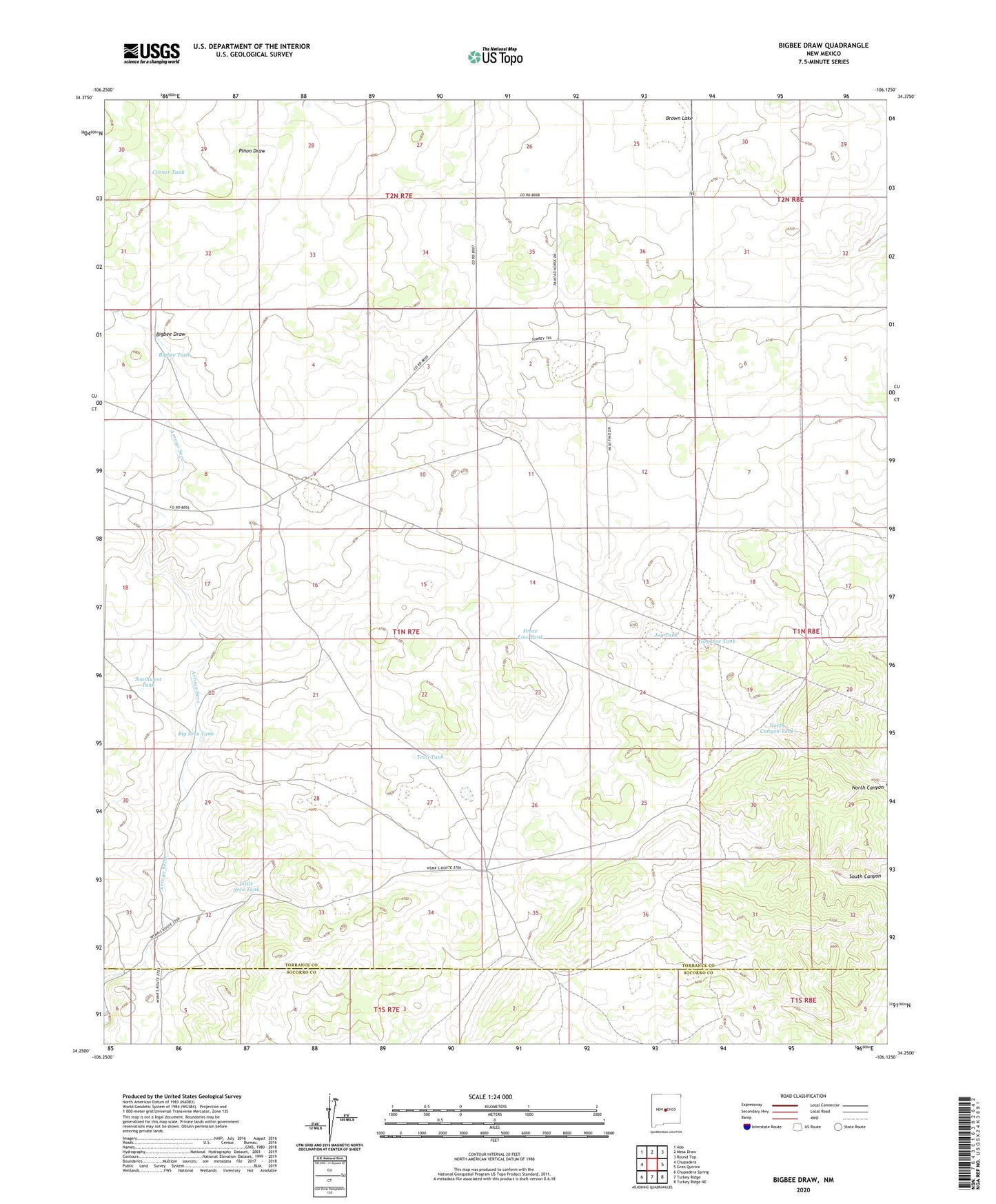 Bigbee Draw New Mexico US Topo Map Image