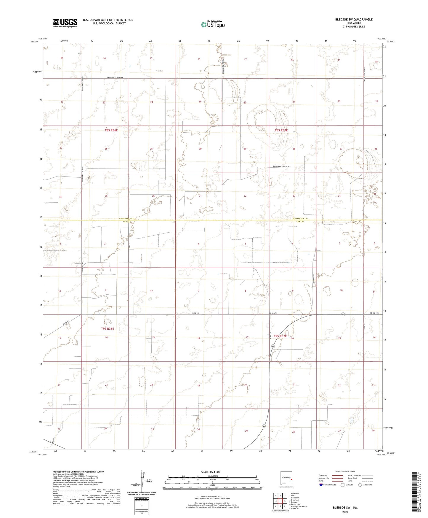 Bledsoe SW New Mexico US Topo Map Image
