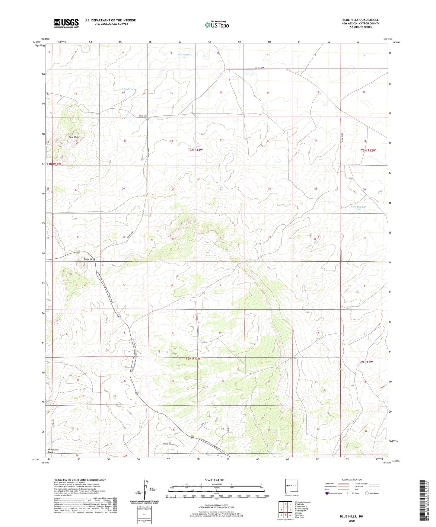Blue Hills New Mexico US Topo Map Image