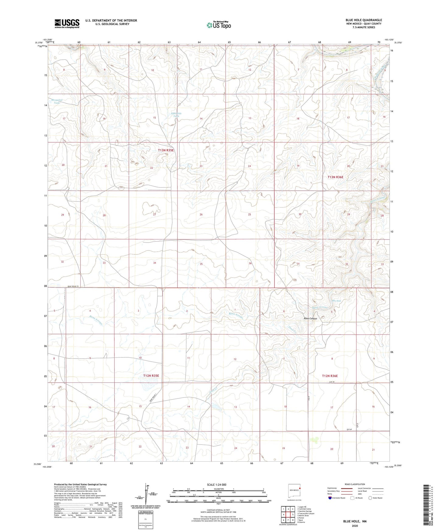 Blue Hole New Mexico US Topo Map Image