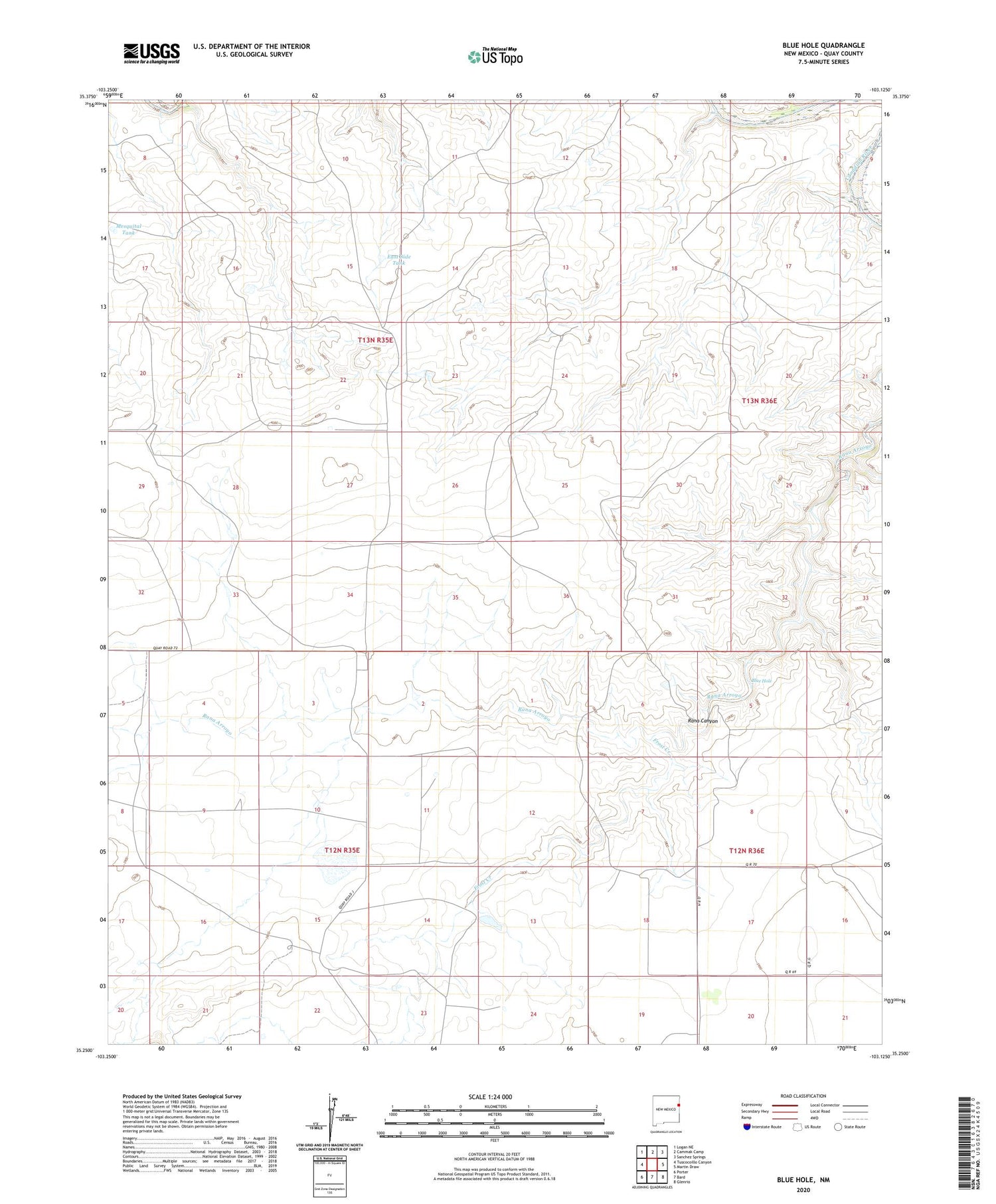 Blue Hole New Mexico US Topo Map Image