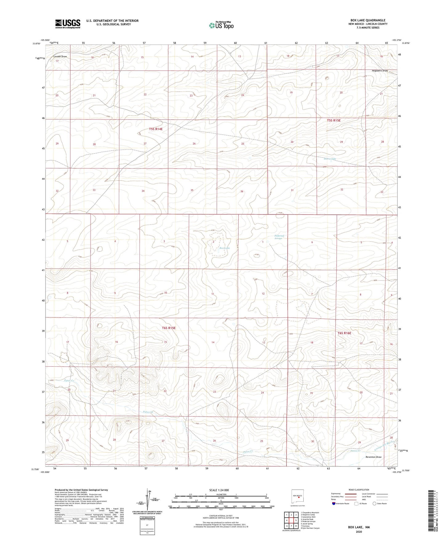 Box Lake New Mexico US Topo Map Image