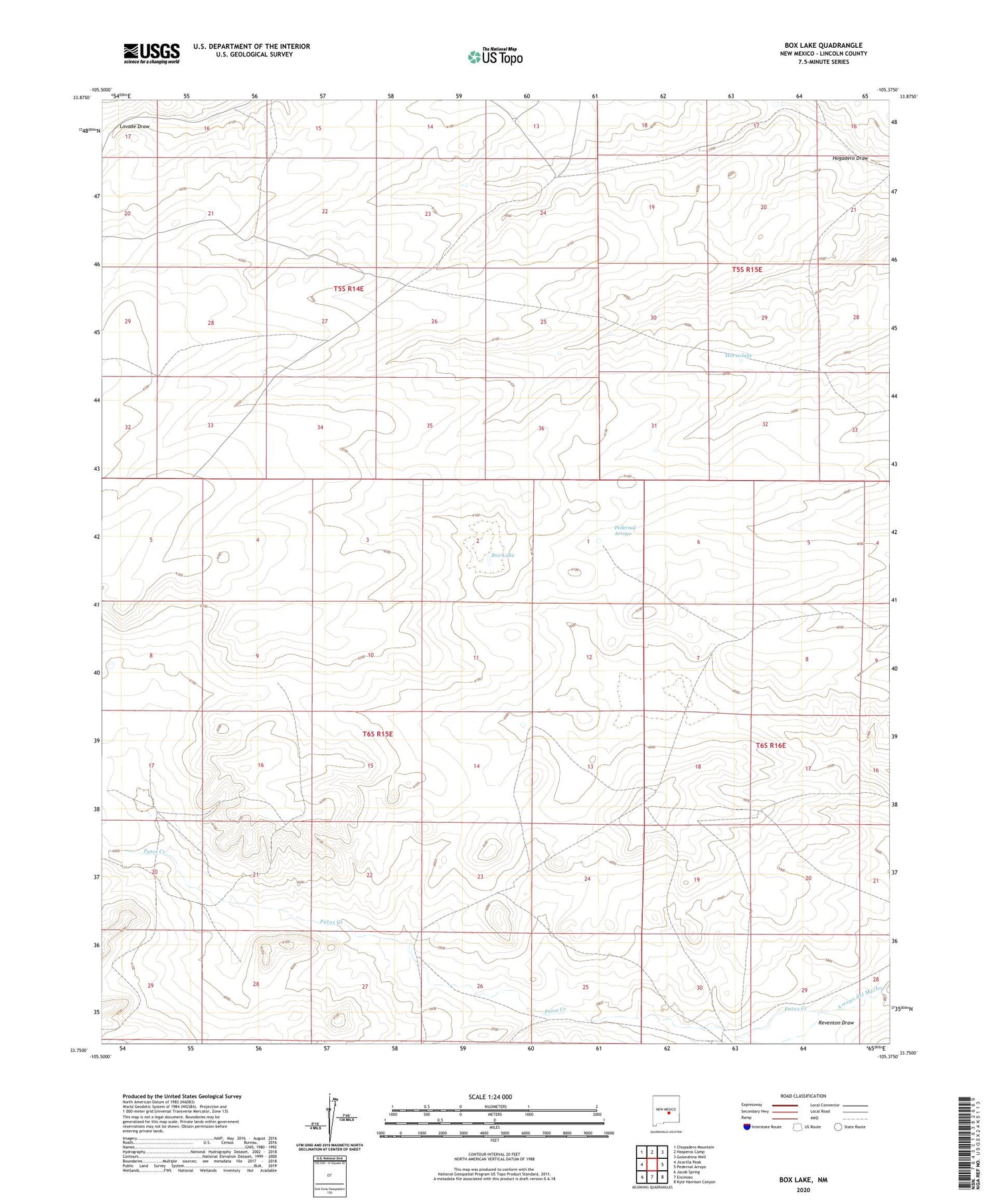 Box Lake New Mexico US Topo Map Image