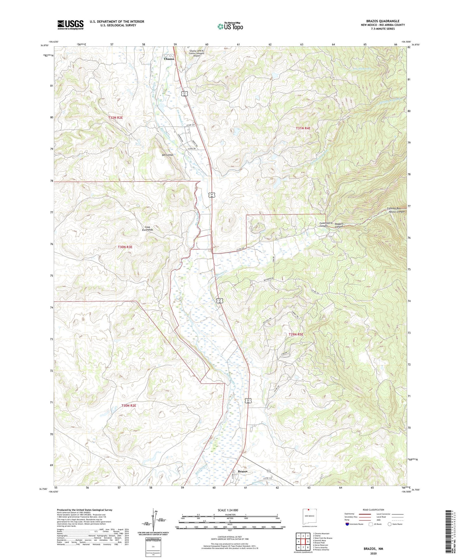 Brazos New Mexico US Topo Map Image