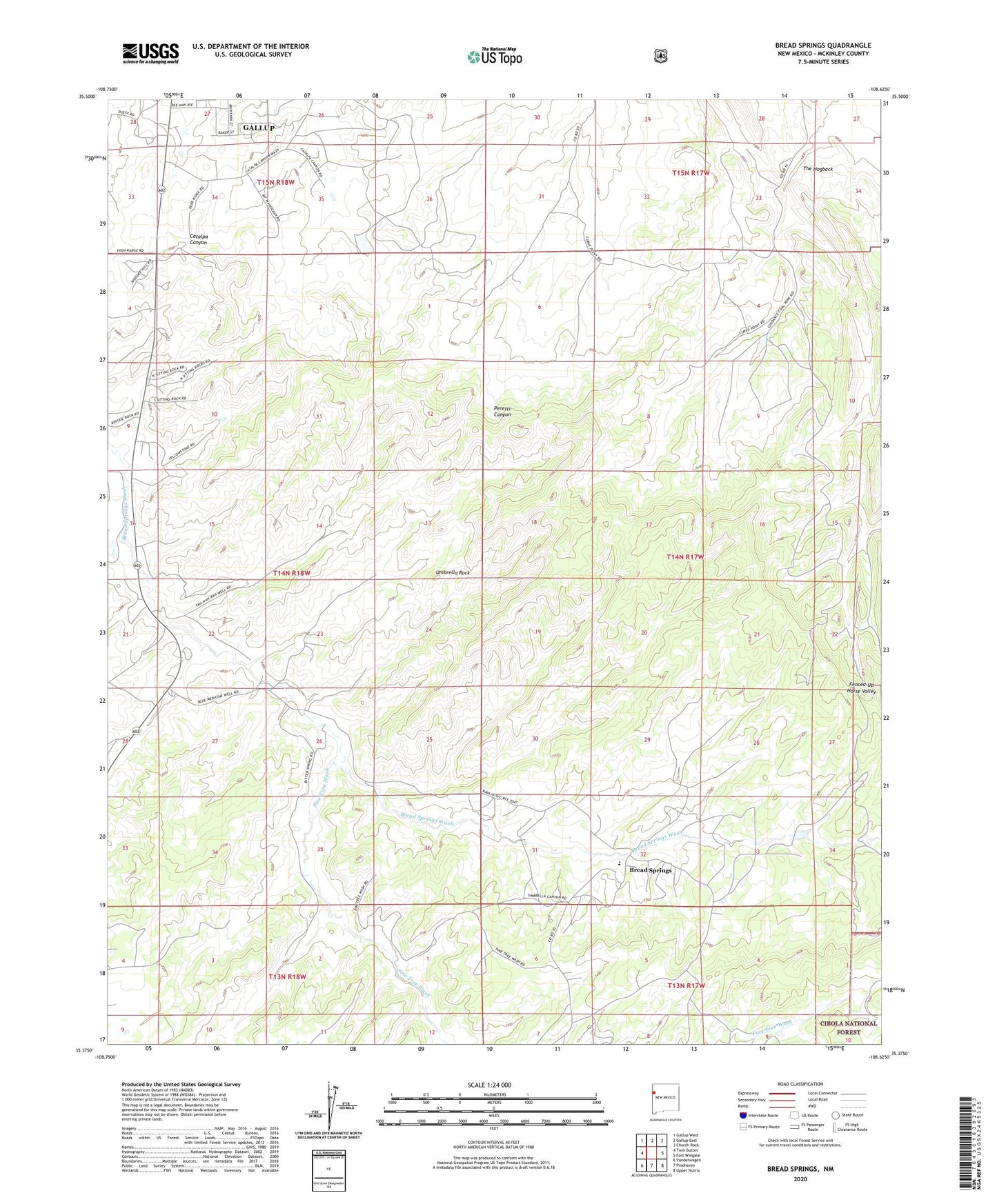 Bread Springs New Mexico US Topo Map Image