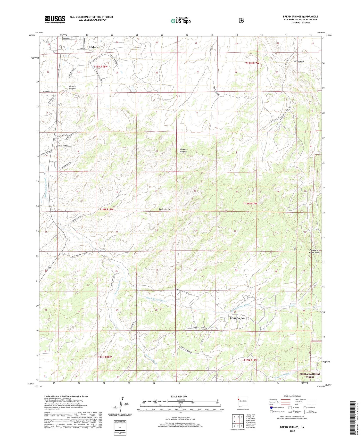 Bread Springs New Mexico US Topo Map Image