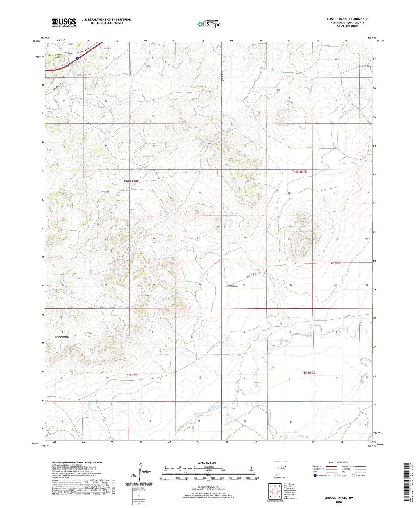 Briscoe Ranch New Mexico US Topo Map Image