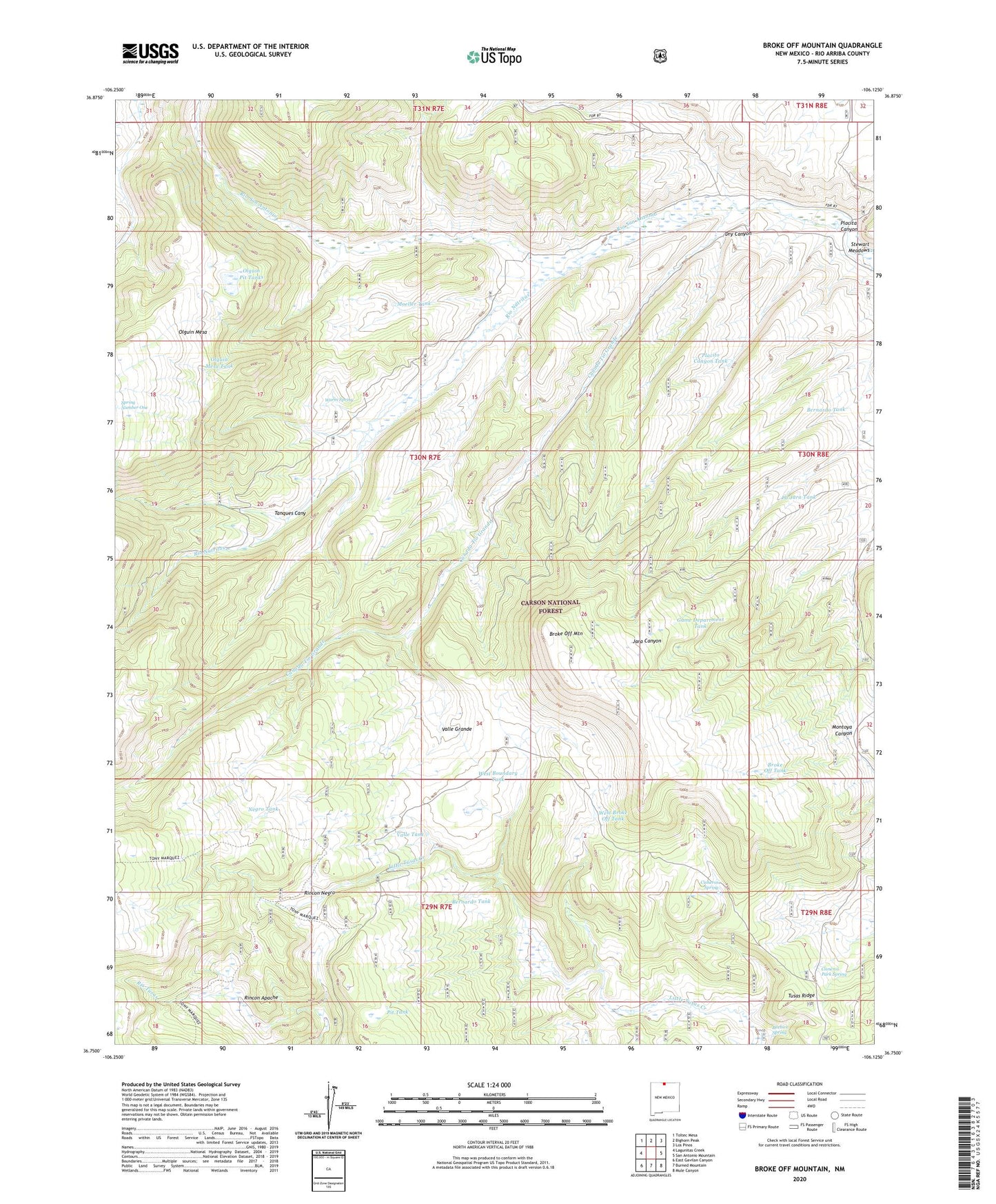 Broke Off Mountain New Mexico US Topo Map Image