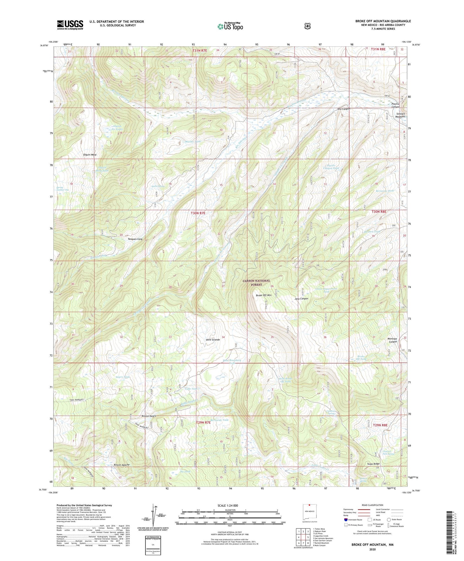 Broke Off Mountain New Mexico US Topo Map Image