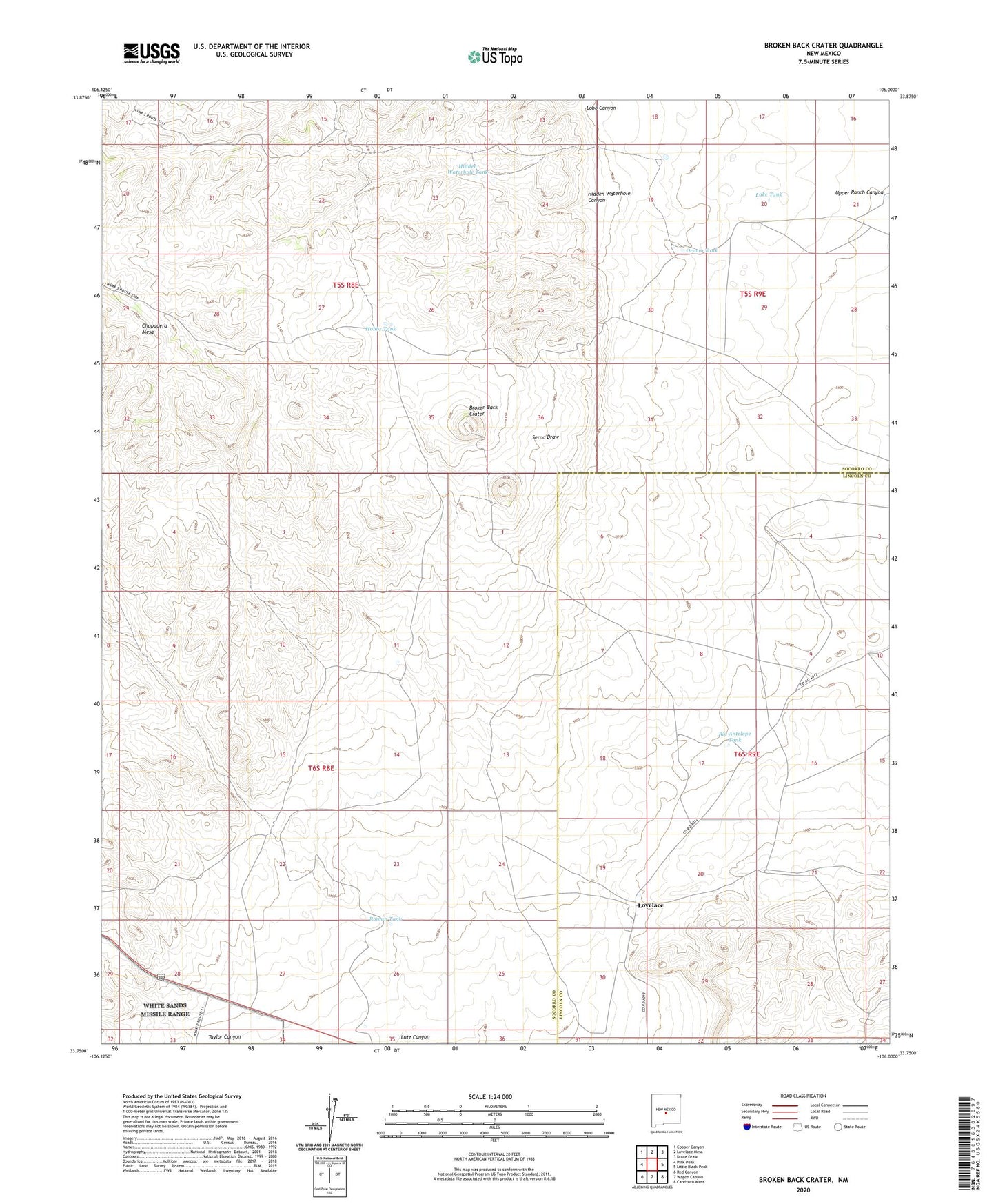 Broken Back Crater New Mexico US Topo Map Image