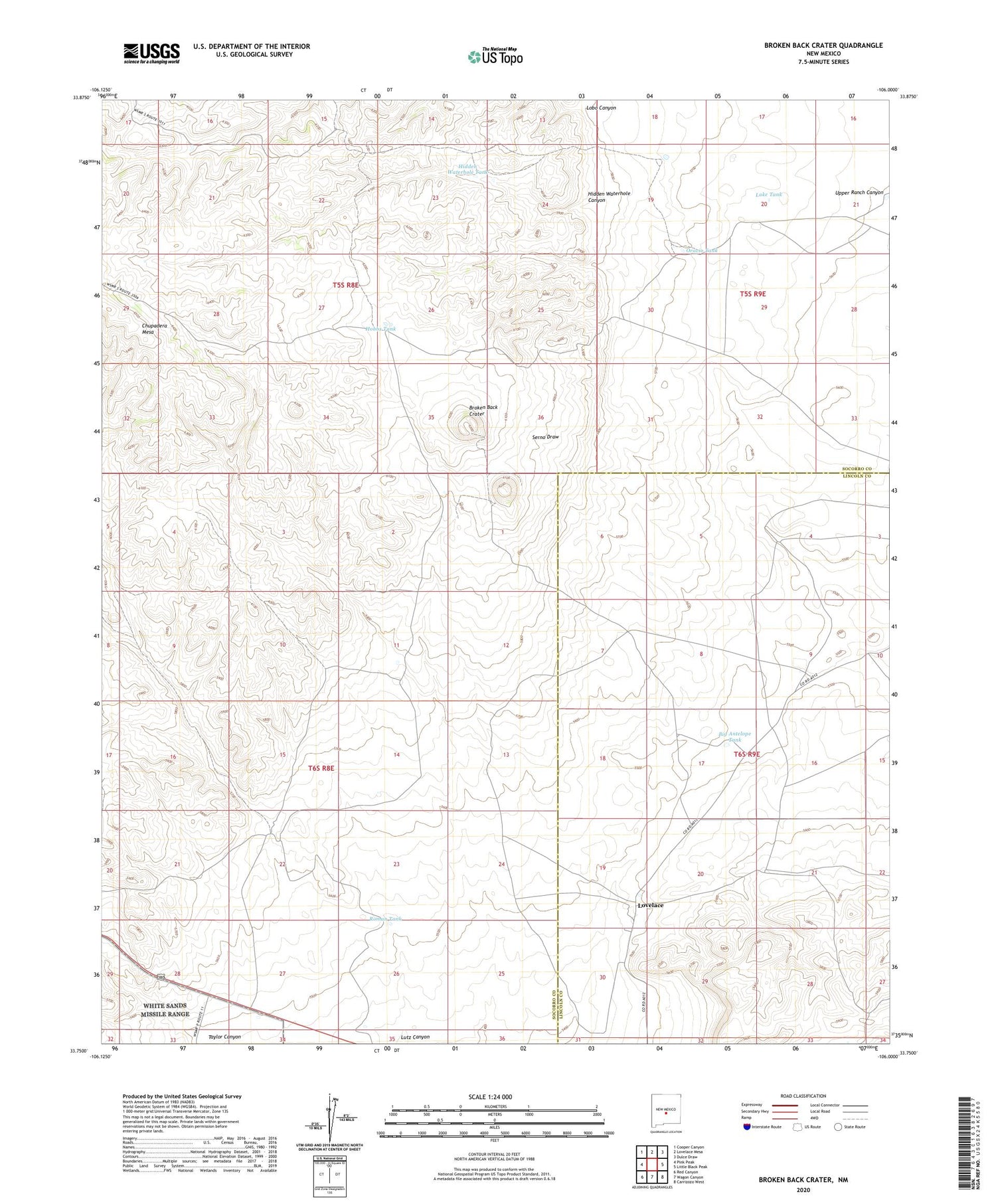 Broken Back Crater New Mexico US Topo Map Image