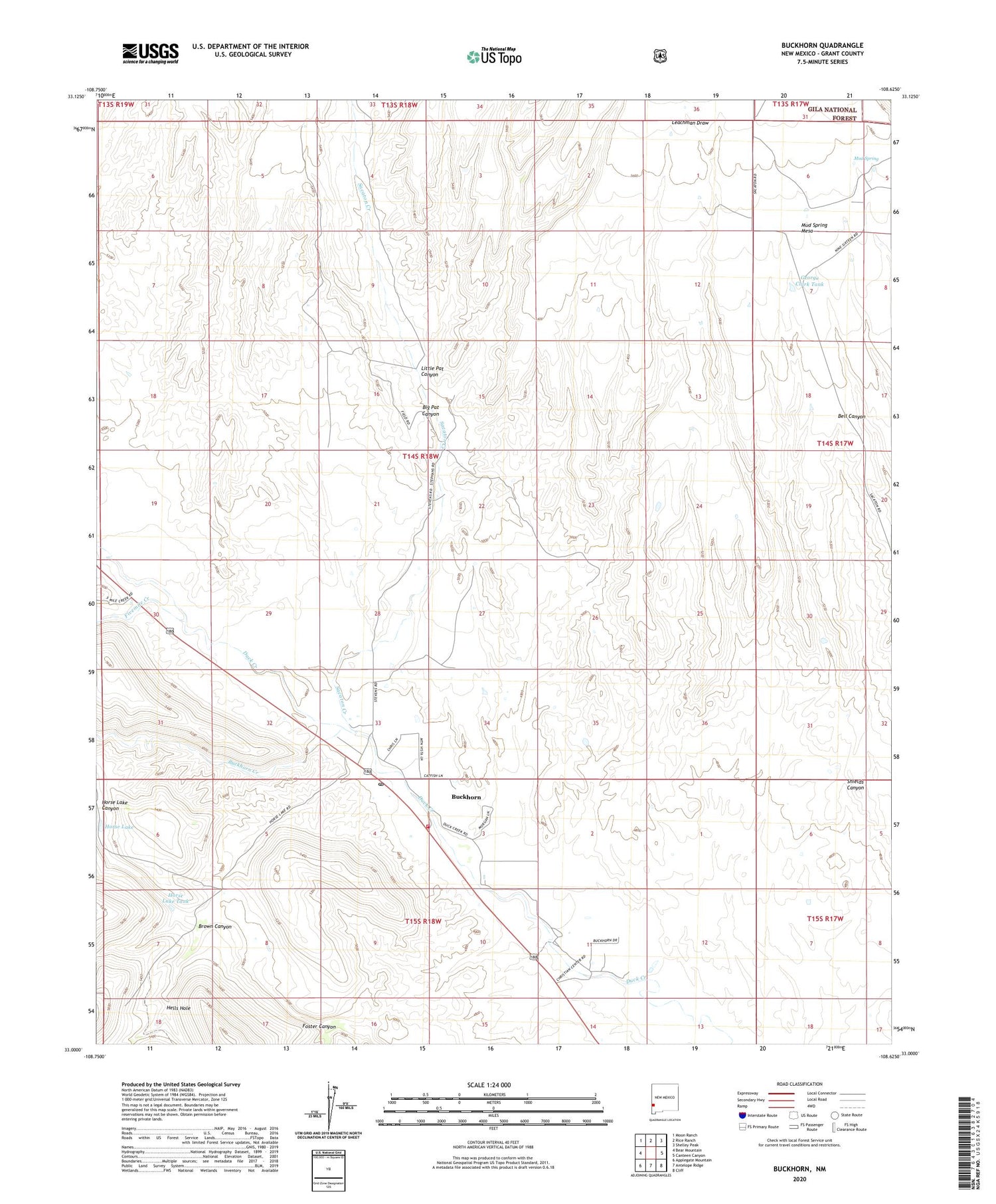 Buckhorn New Mexico US Topo Map Image