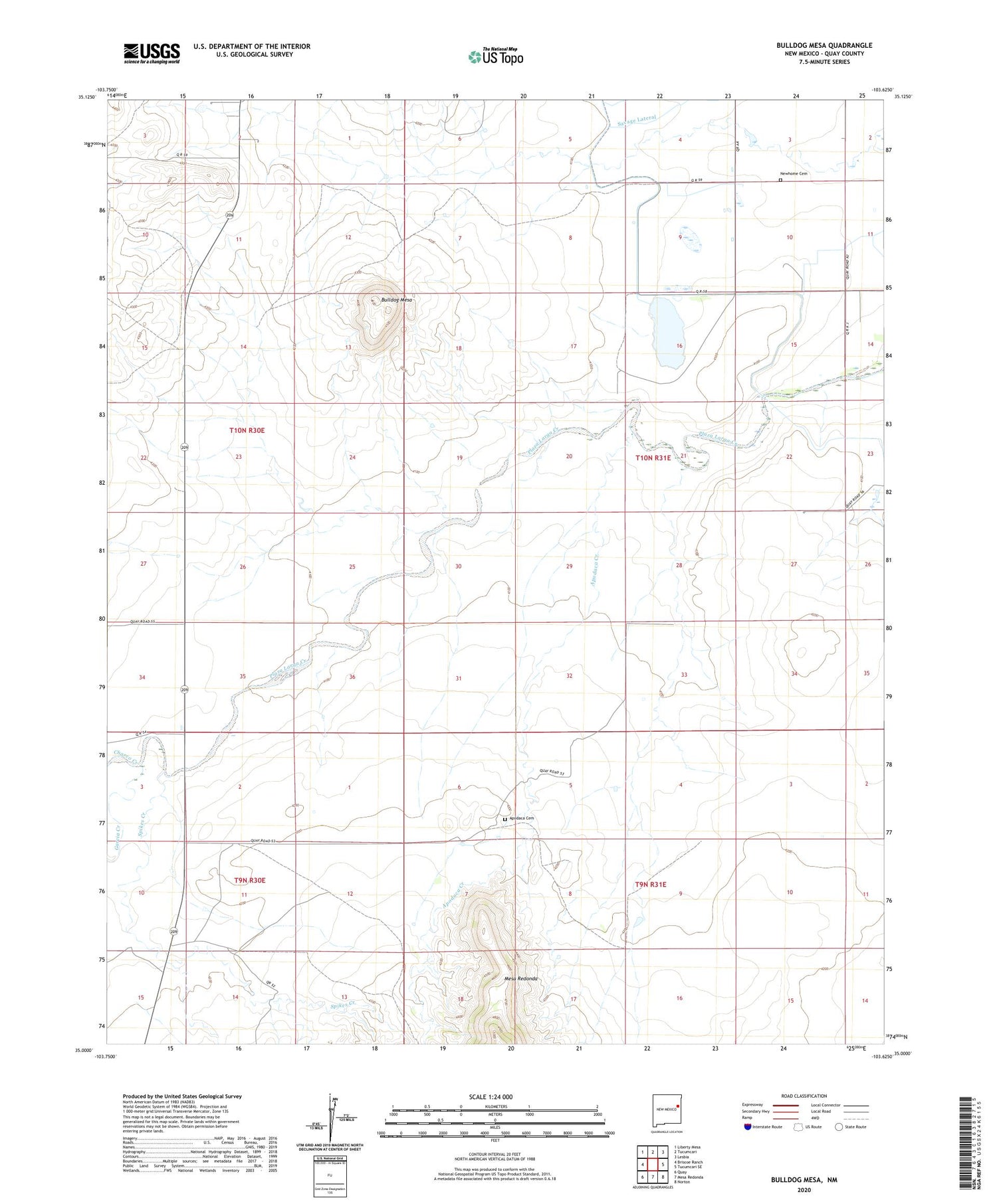 Bulldog Mesa New Mexico US Topo Map Image