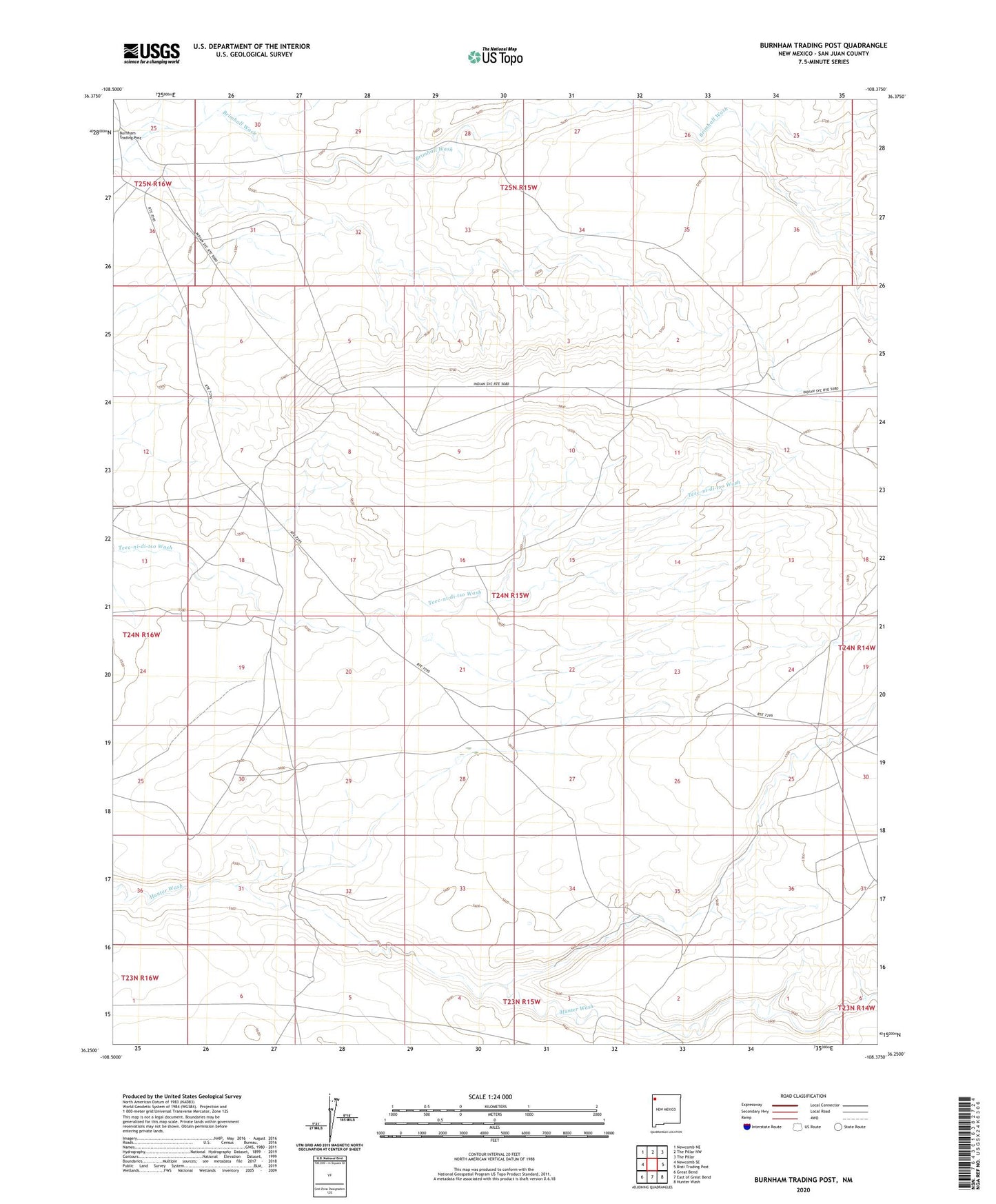 Burnham Trading Post New Mexico US Topo Map Image