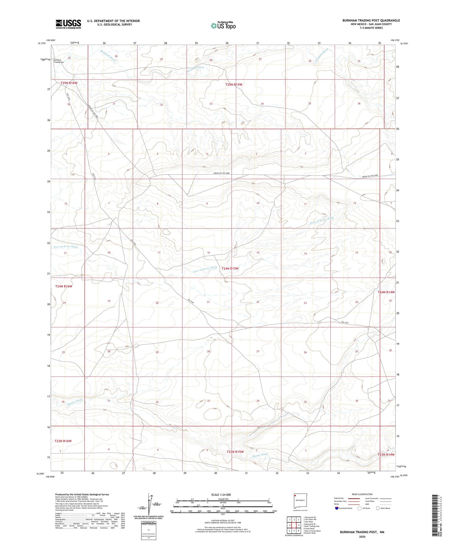 Burnham Trading Post New Mexico US Topo Map Image