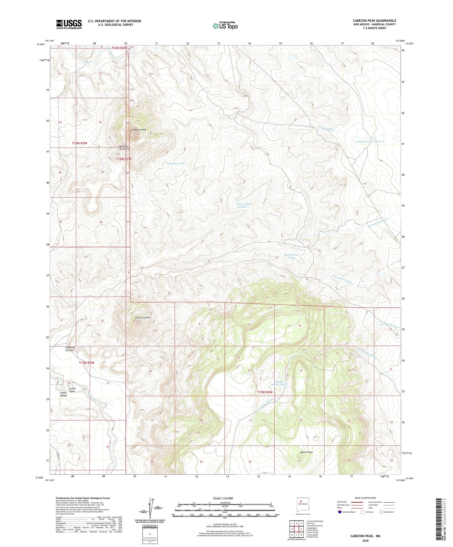 Cabezon Peak New Mexico US Topo Map Image