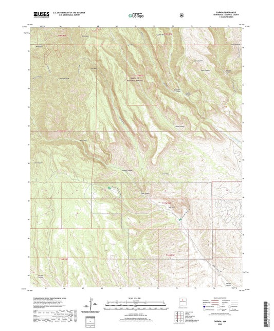 Canada New Mexico US Topo Map Image