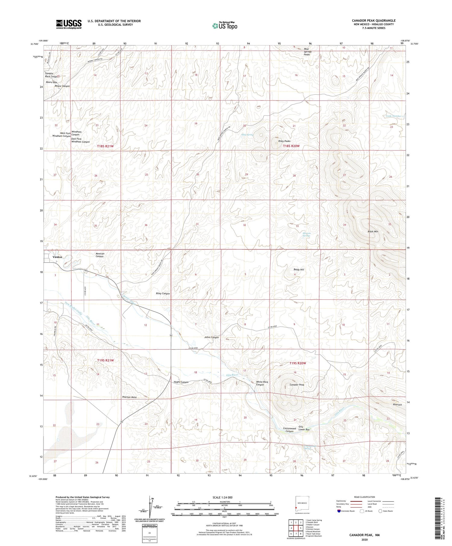 Canador Peak New Mexico US Topo Map Image
