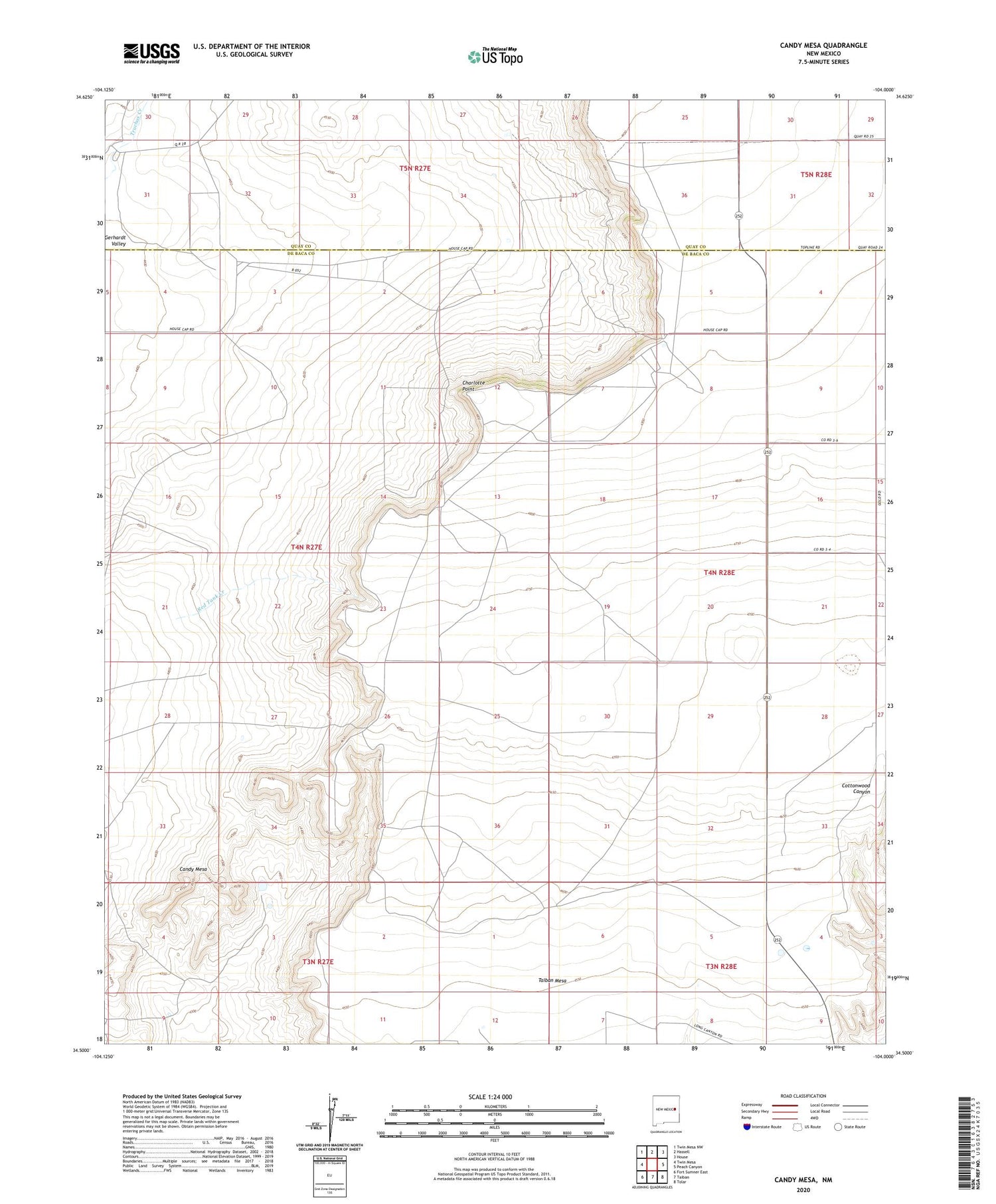 Candy Mesa New Mexico US Topo Map Image