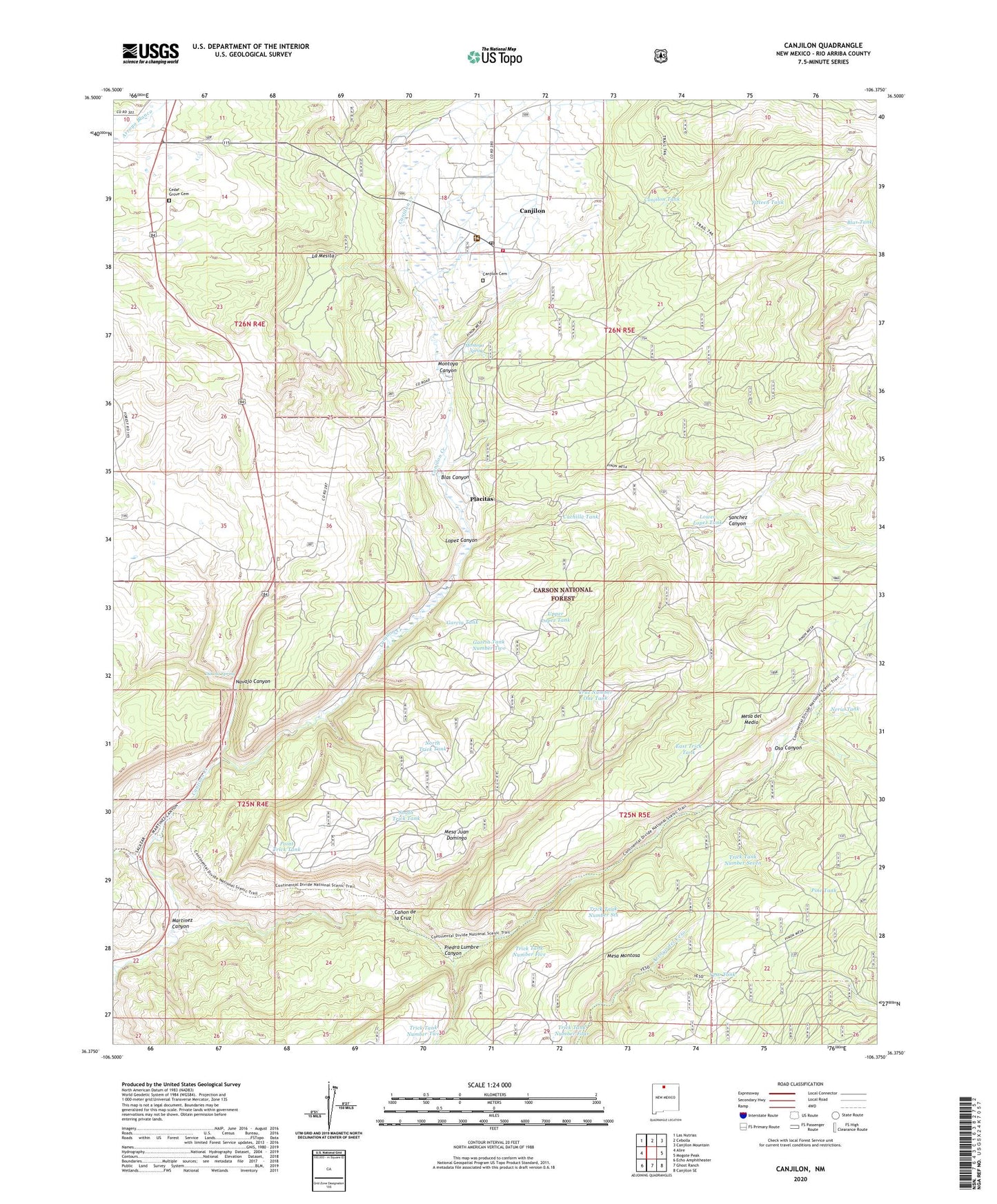 Canjilon New Mexico US Topo Map Image