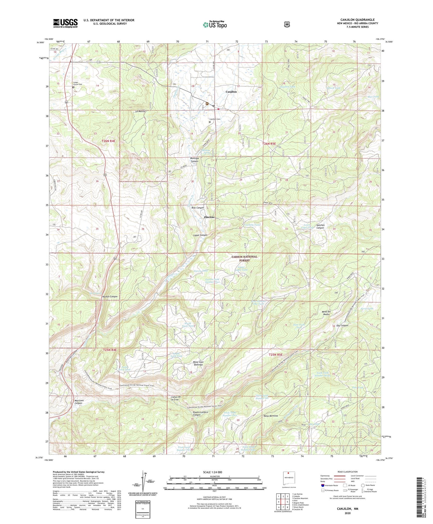 Canjilon New Mexico US Topo Map Image