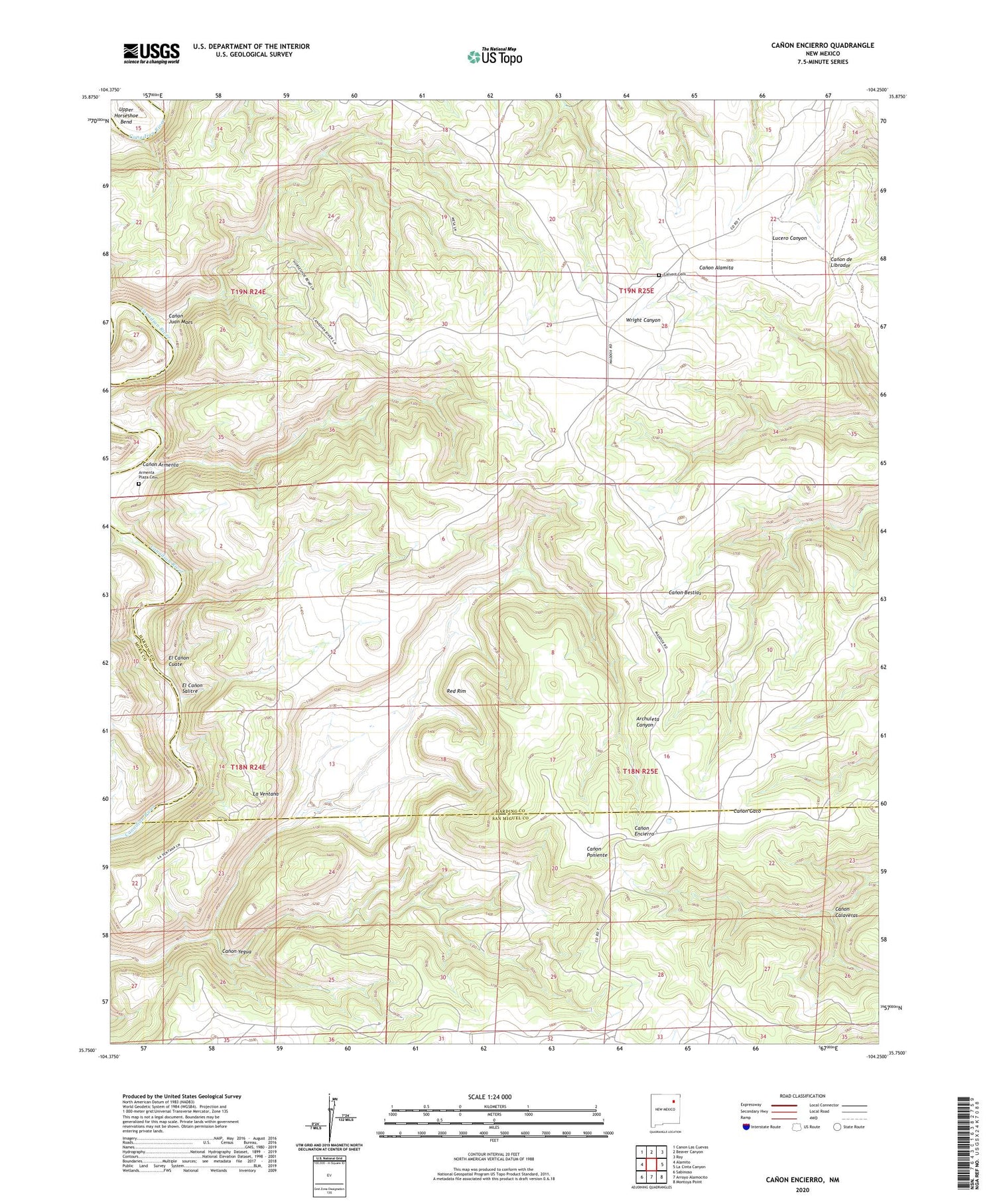 Canon Encierro New Mexico US Topo Map Image